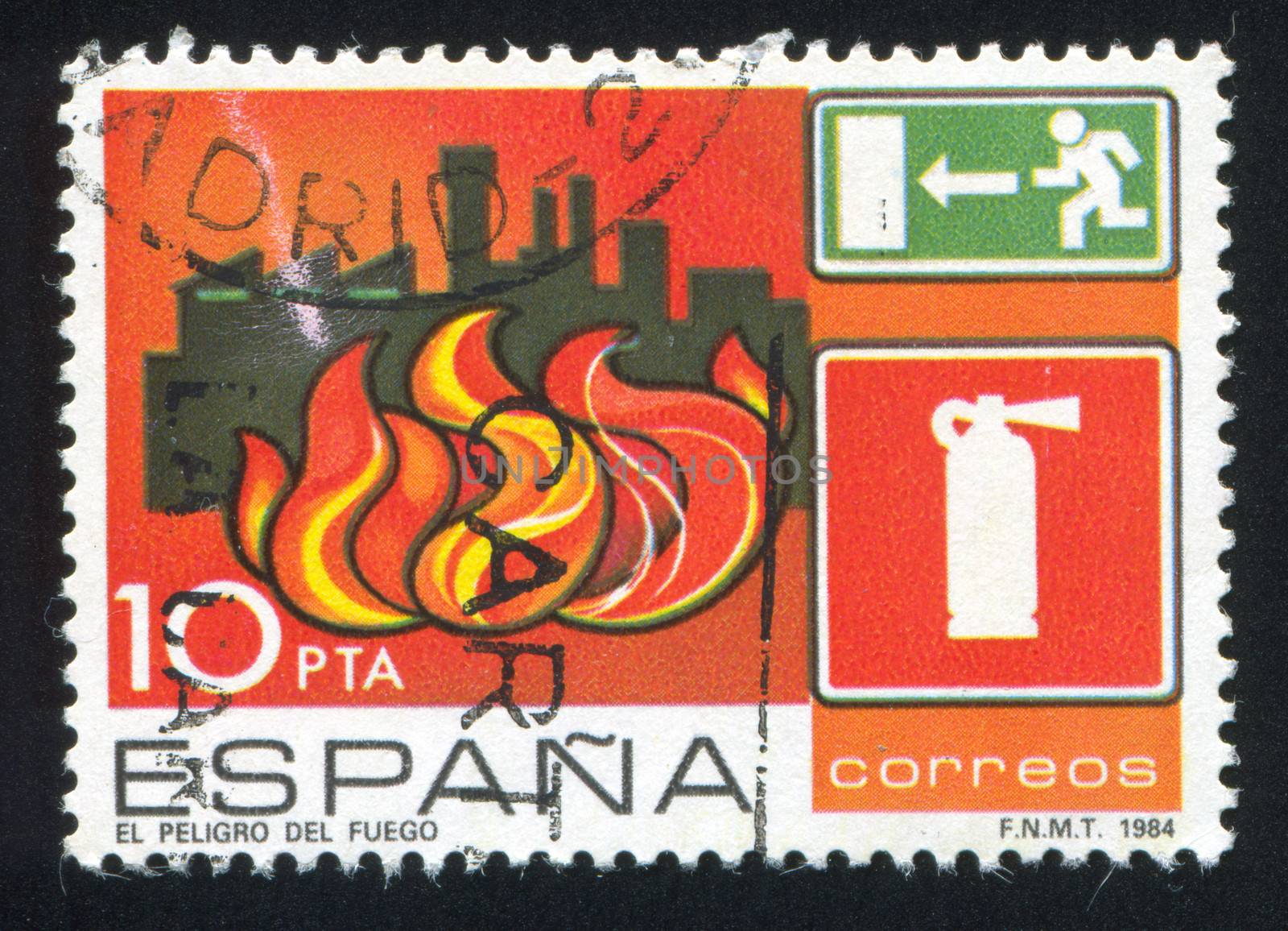 SPAIN - CIRCA 1984: stamp printed by Spain, shows Fire, circa 1984