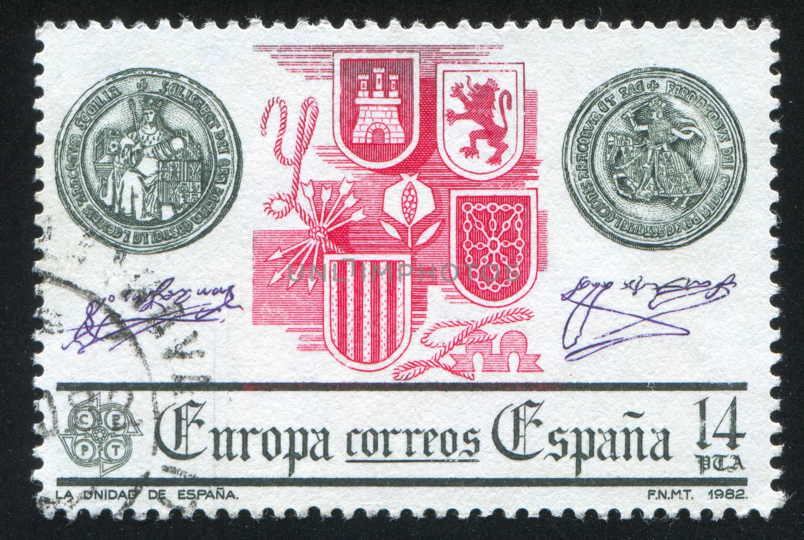 SPAIN - CIRCA 1982: stamp printed by Spain, shows Unification, Europa, circa 1982