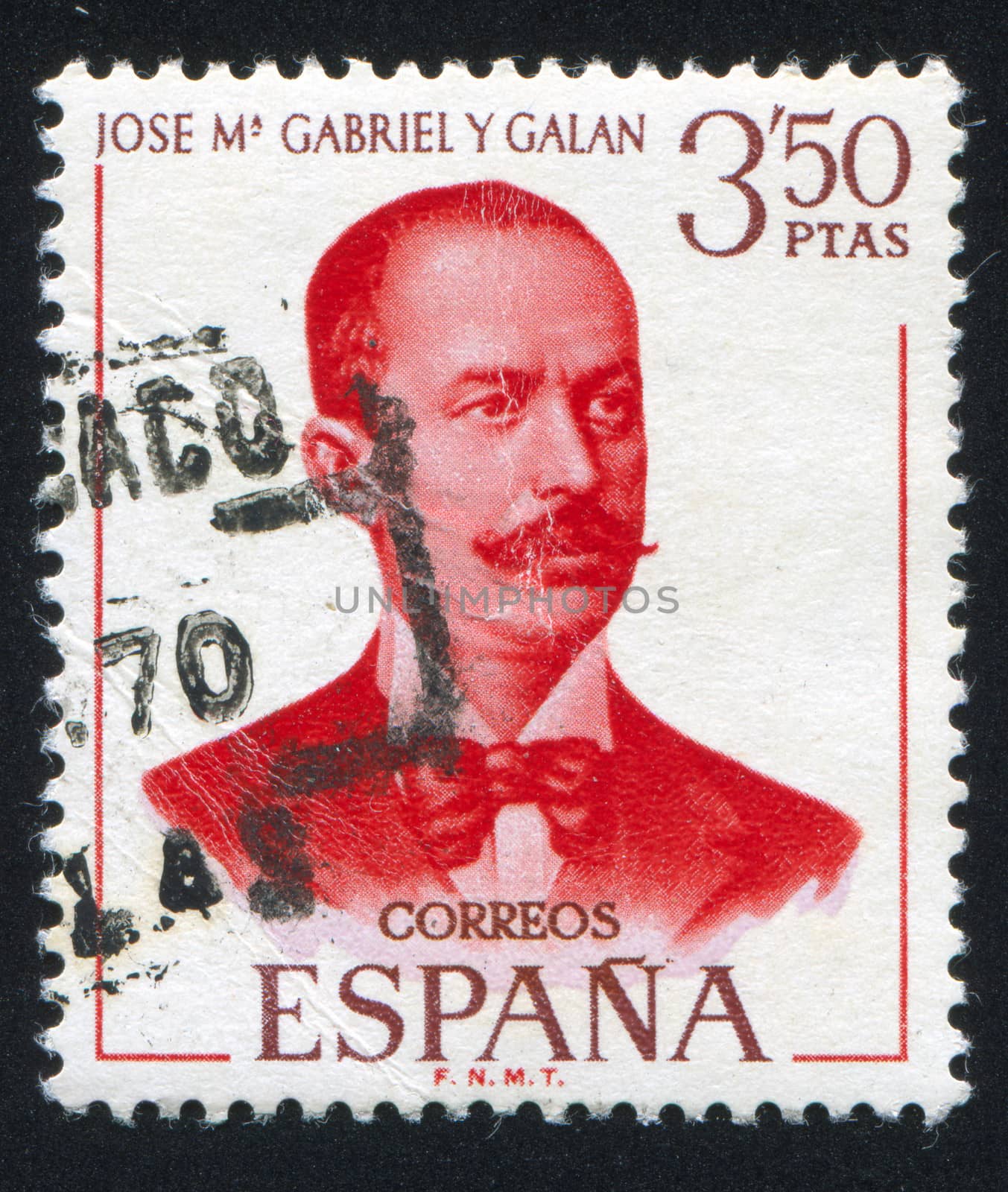 SPAIN - CIRCA 1970: stamp printed by Spain, shows Jose M. Gabriel y Galan, circa 1970