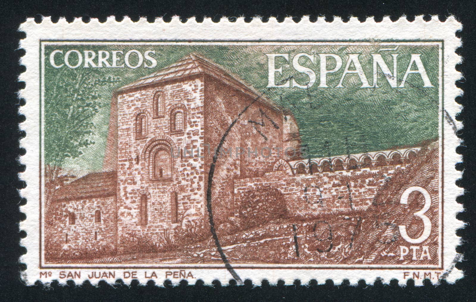 SPAIN - CIRCA 1975: stamp printed by Spain, shows San Juan de la Pena Monastery, circa 1975