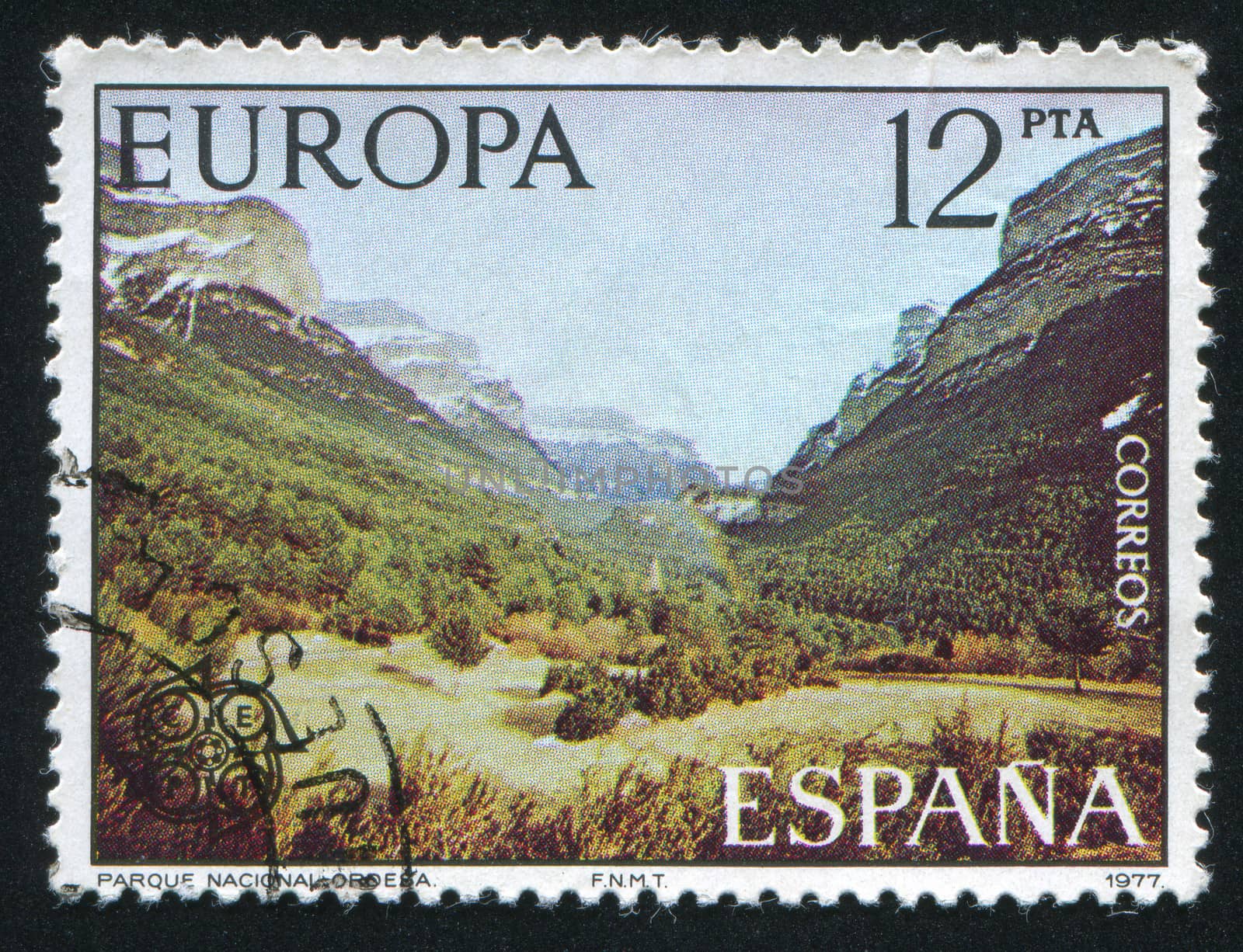 SPAIN - CIRCA 1977: stamp printed by Spain, shows Ordesa National Park, Europa, circa 1977
