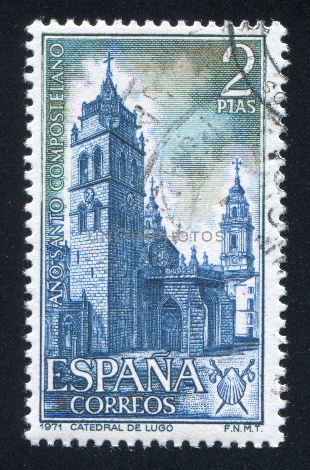 SPAIN - CIRCA 1971: stamp printed by Spain, shows Lugo Cathedral, circa 1971