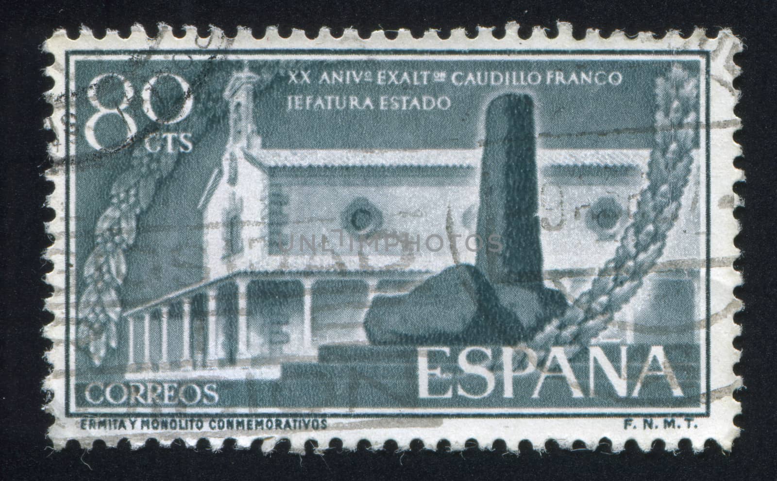 SPAIN - CIRCA 1956: stamp printed by Spain, shows Hermitage and Monument, circa 1956
