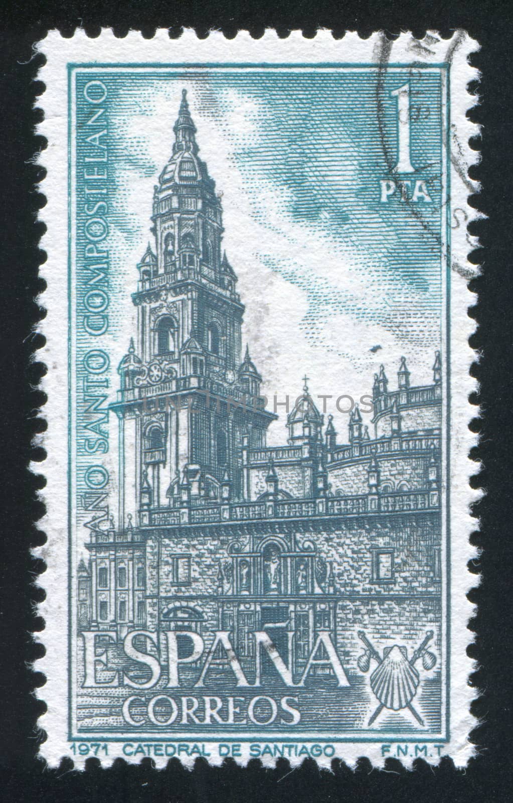SPAIN - CIRCA 1971: stamp printed by Spain, shows Santiago Cathedral, circa 1971