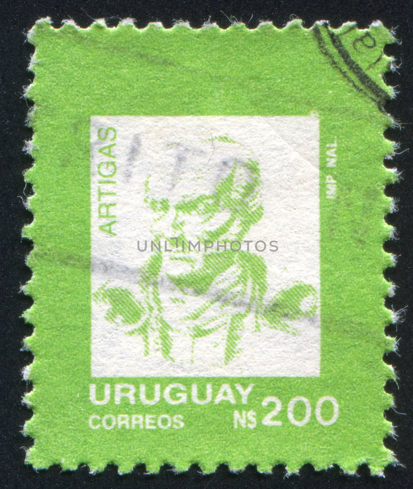 URUGUAY - CIRCA 1990: stamp printed by Uruguay, shows Jose Gervasio Artigas, circa 1990
