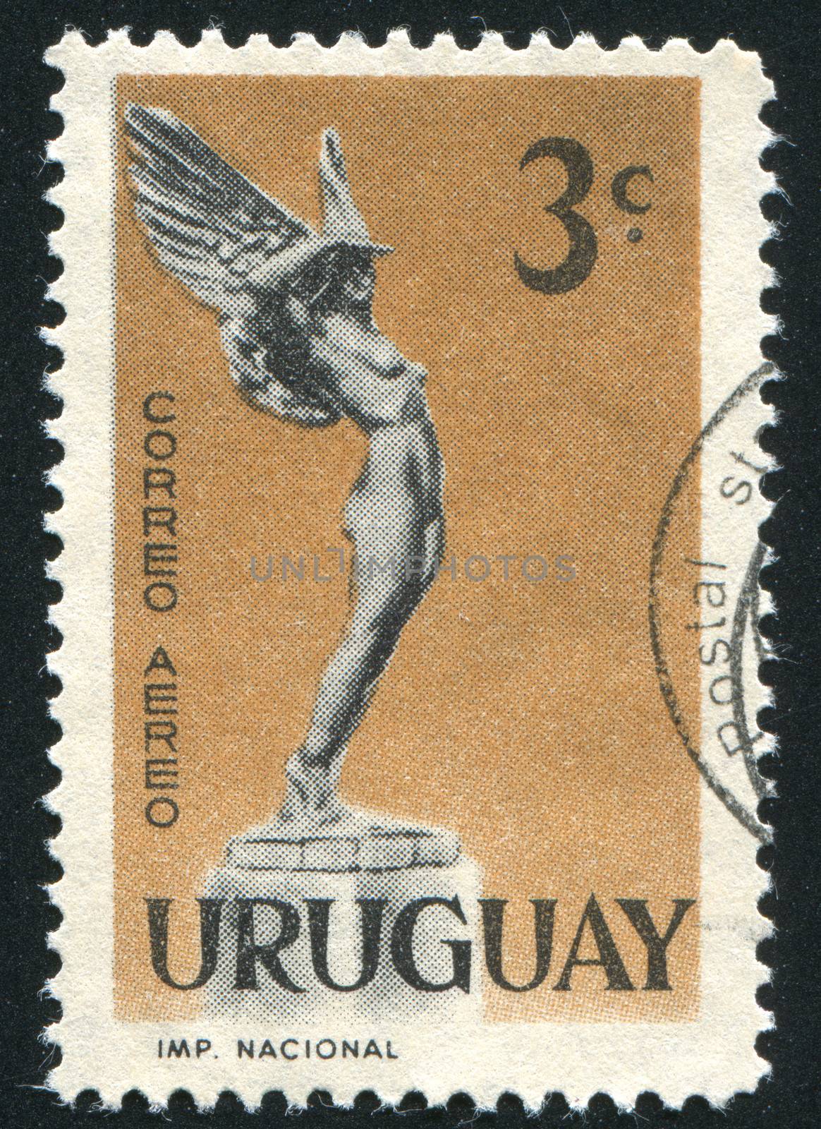 URUGUAY - CIRCA 1959: stamp printed by Uruguay, shows Flight from Monument to Fallen Aviators, circa 1959