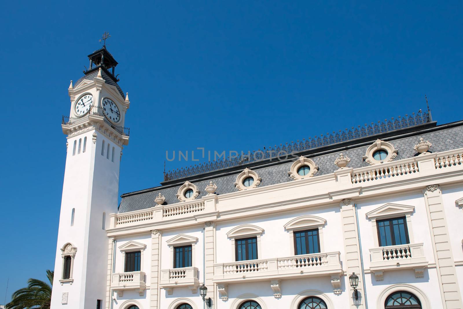 Valencia city port tower building in Spain Valencian Community