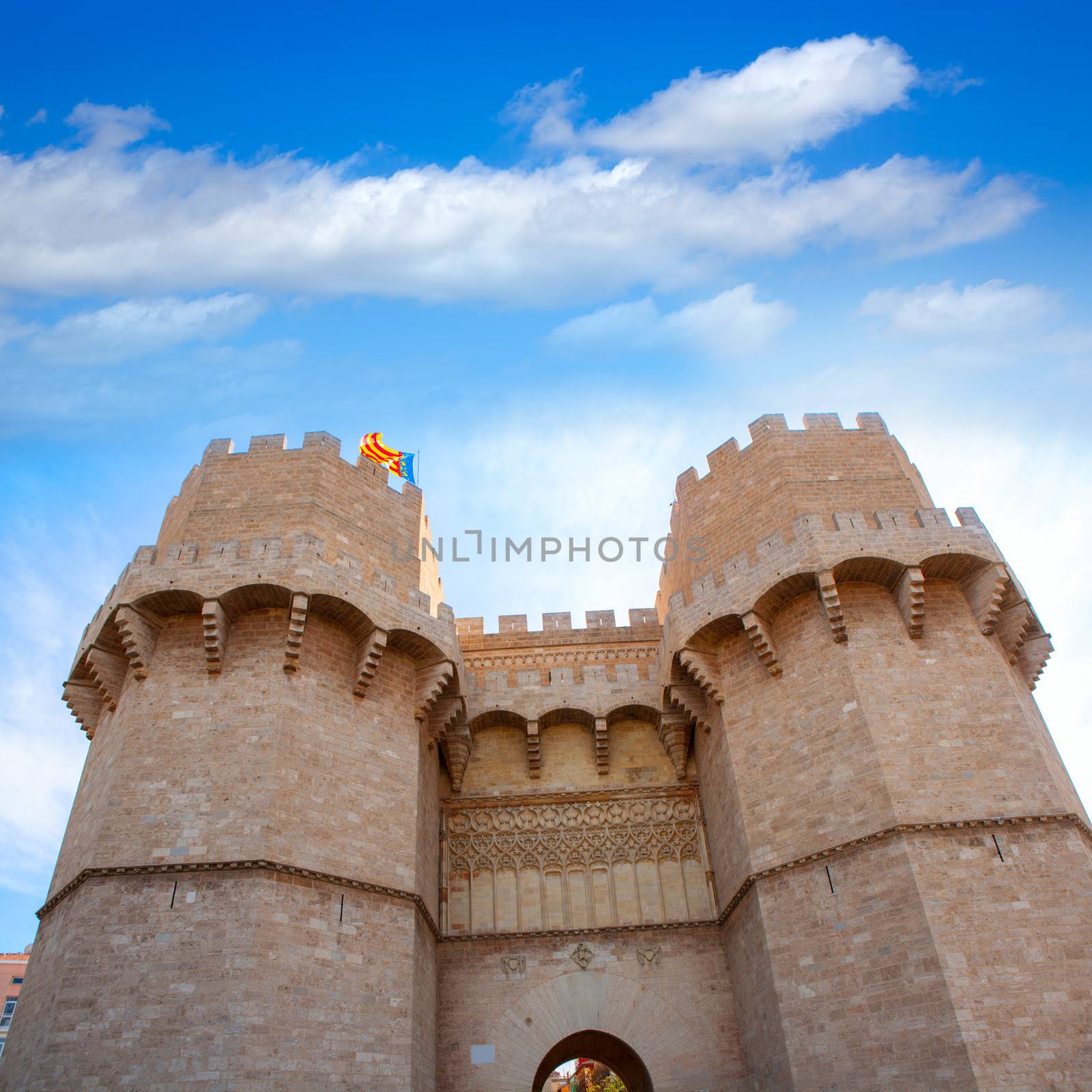 Valencia Torres de Serrano towers it was the Fort entrance city door in Spain