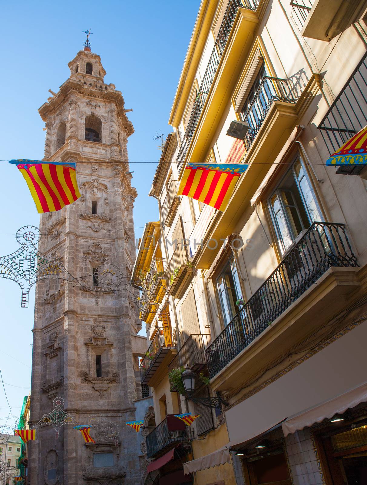 Valencia Santa Catalina church tower from Calle la Paz by lunamarina