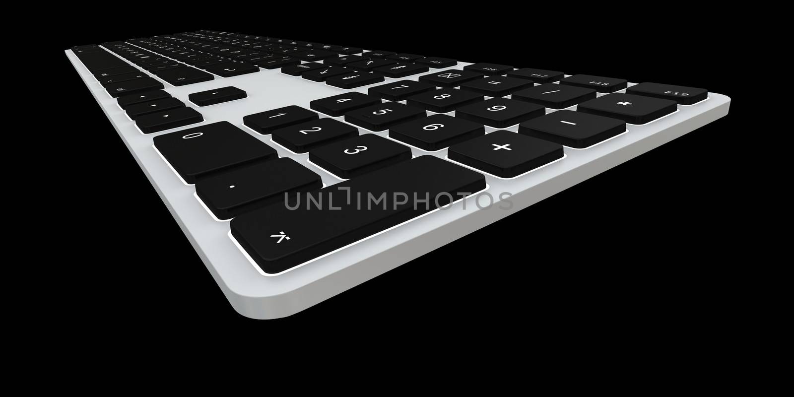 Close up of computer keyboard isolated on dark background