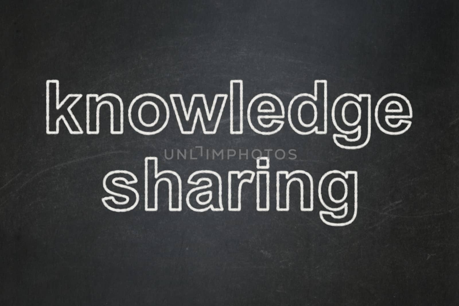 Education concept: text Knowledge Sharing on Black chalkboard background, 3d render