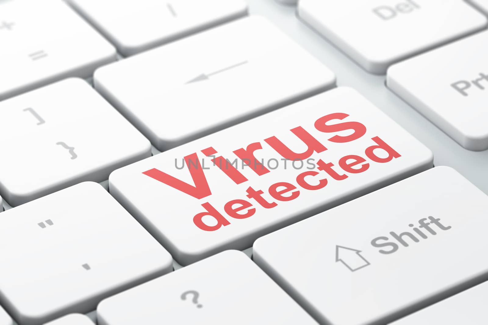 Privacy concept: Virus Detected on computer keyboard background by maxkabakov