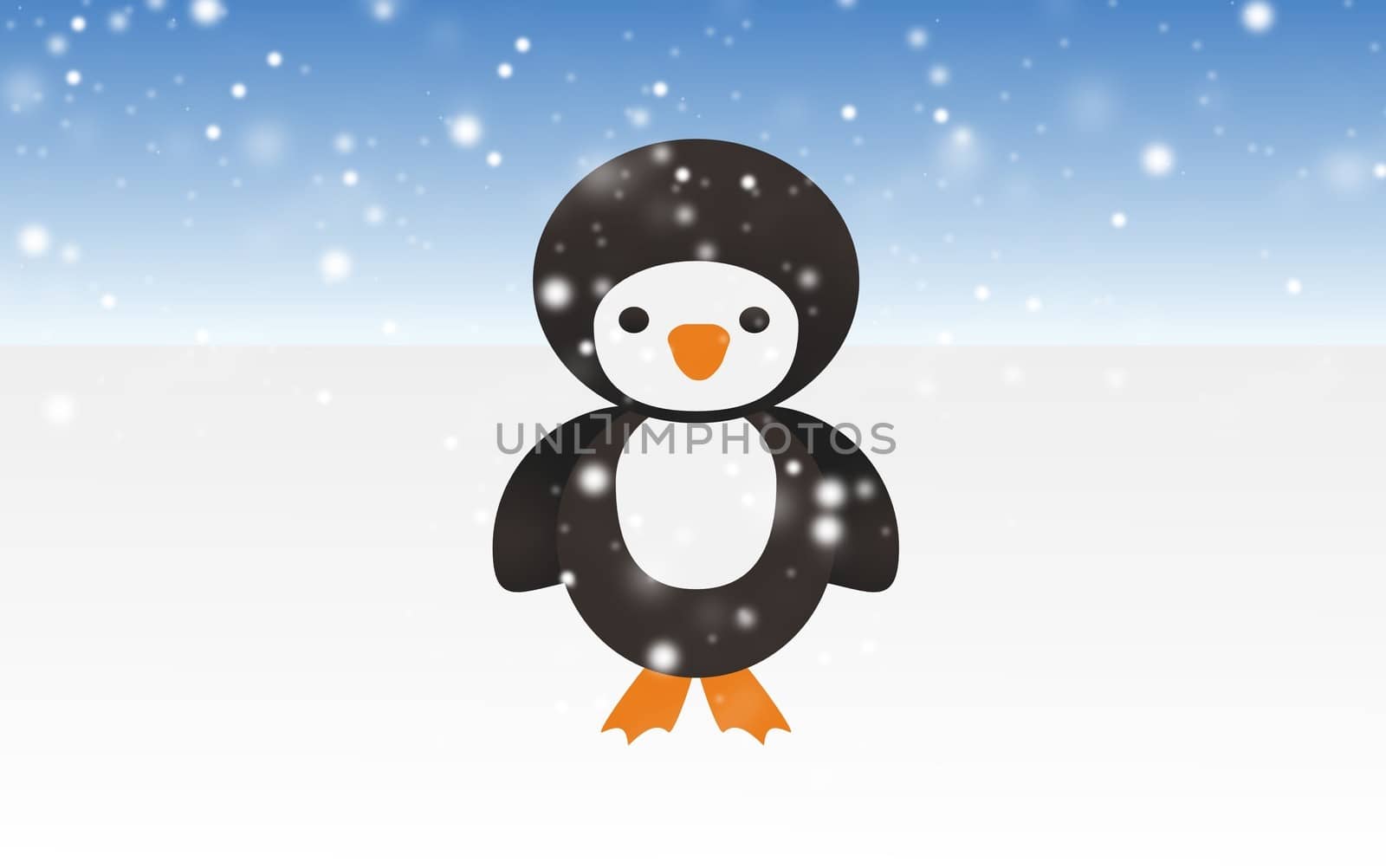 Illustration of a Penguin in the snow