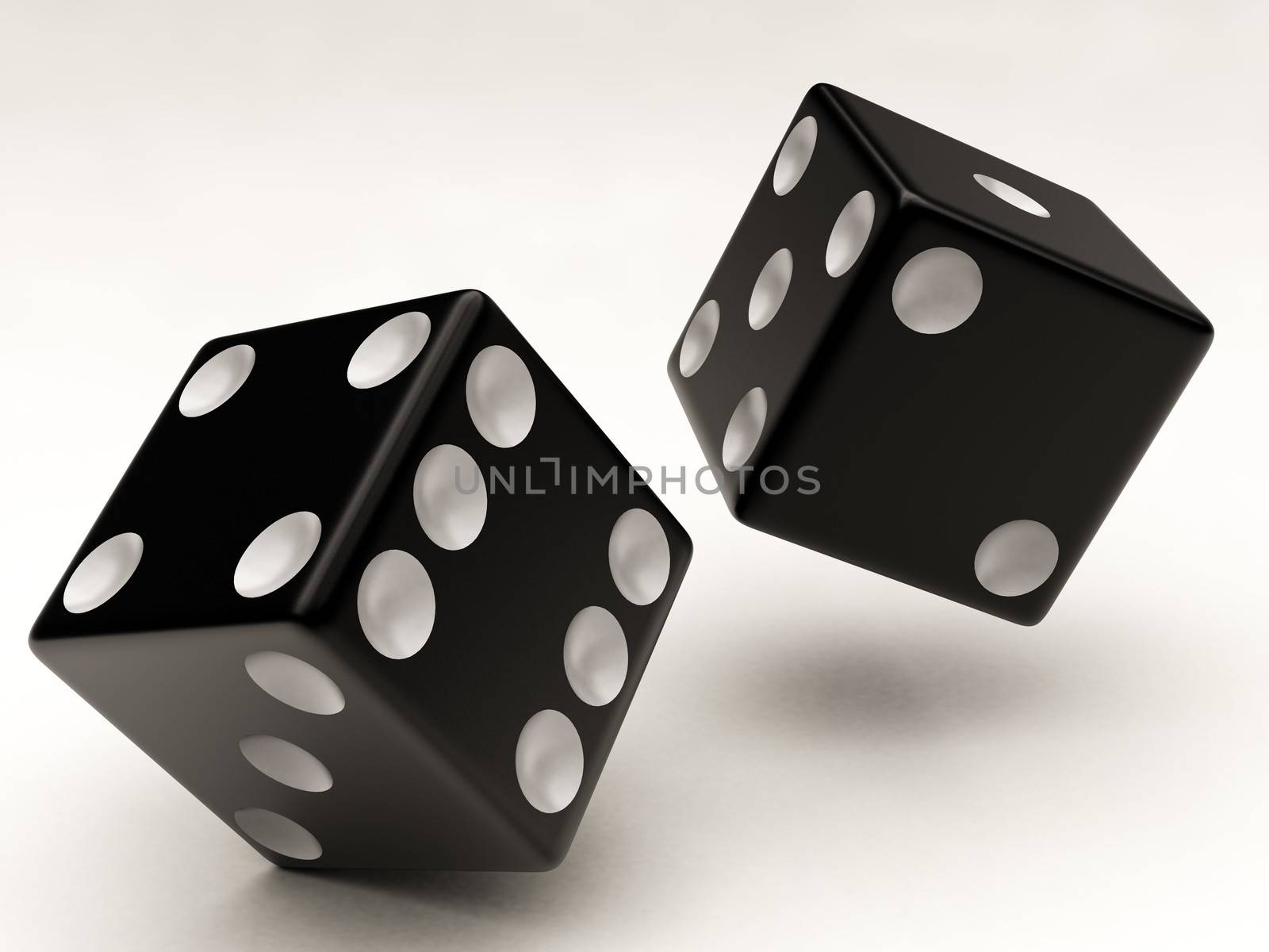 two black dices falling by Lupen