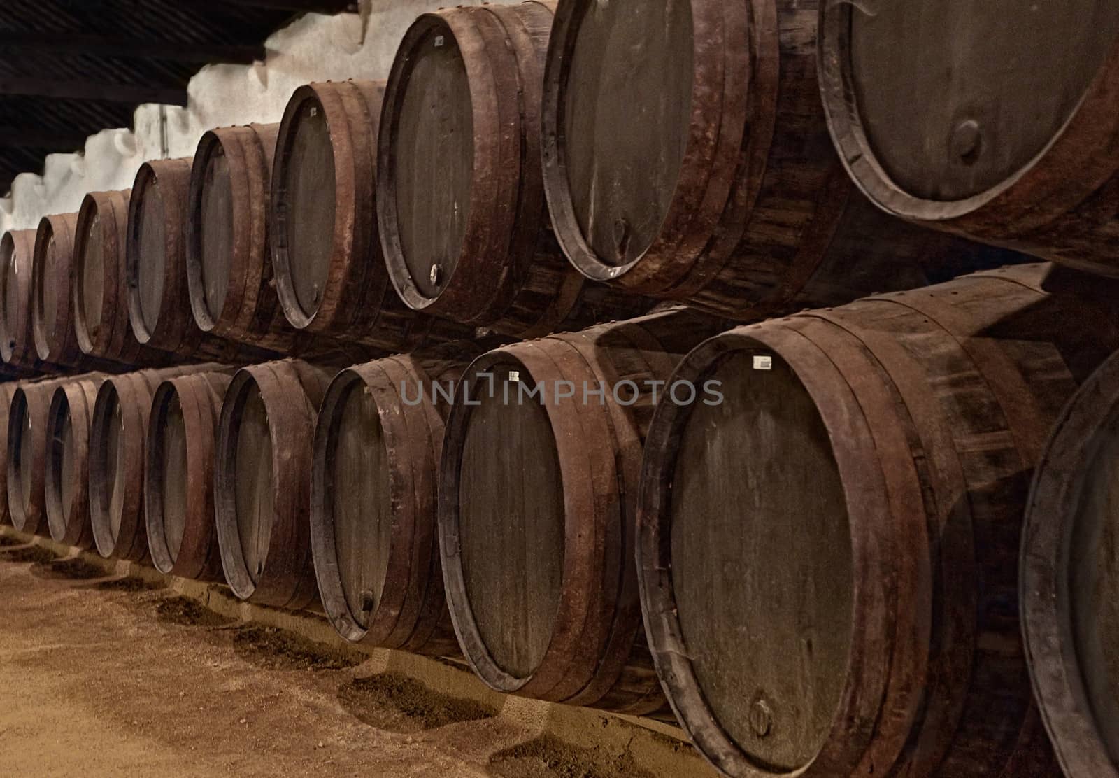 Barrels with wine in Porto, Portugal