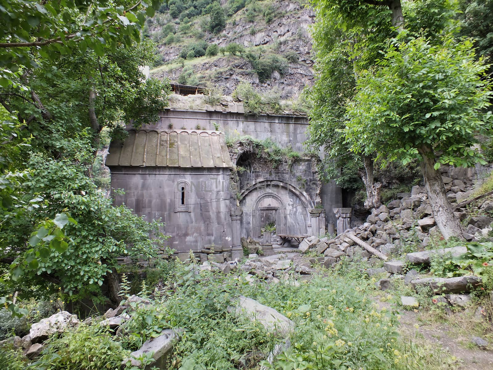 Kobayr is a 12th-century Armenian convent which was built on a brink of a deep gorge, in 1171. The site is currently being restored