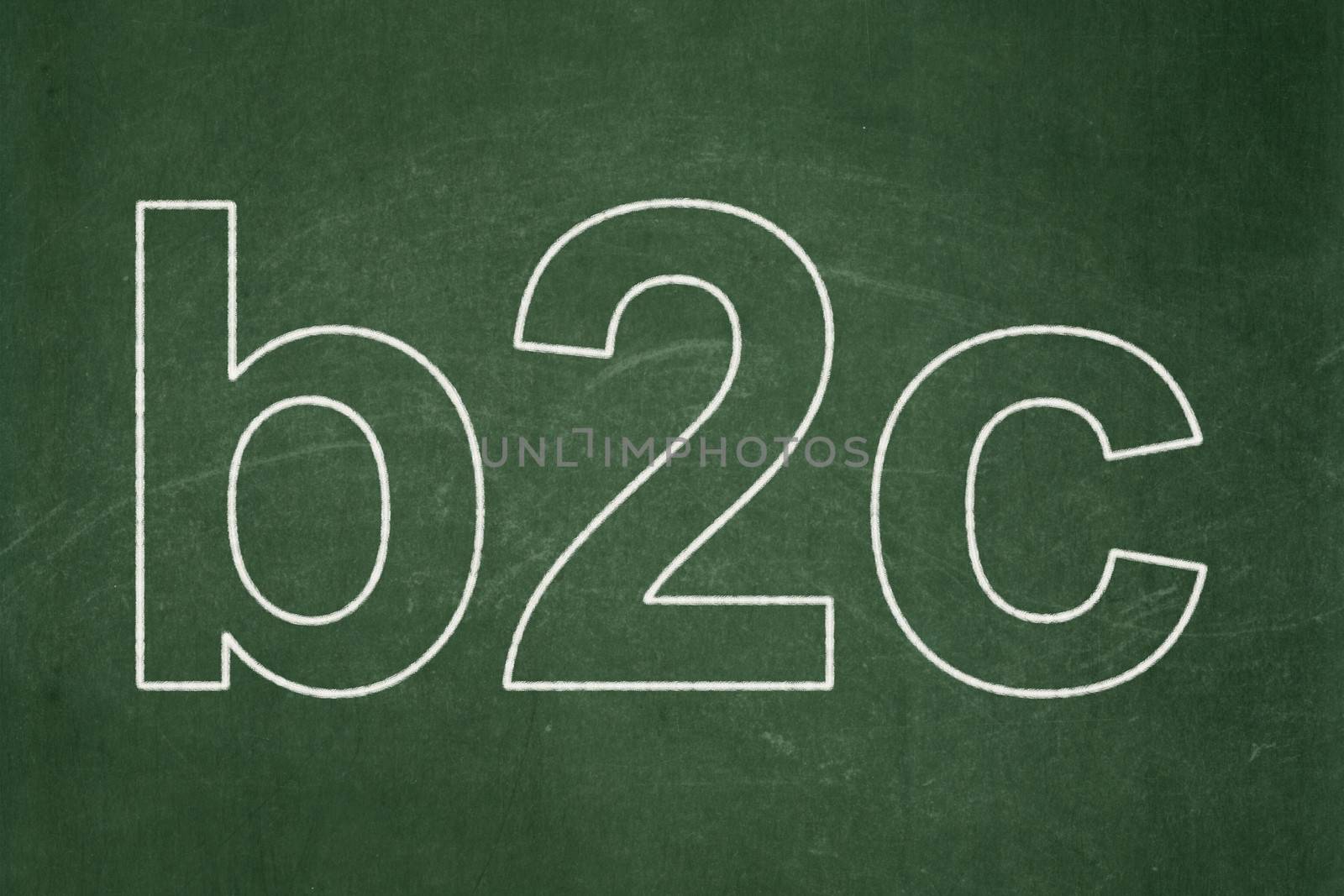 Finance concept: text B2c on Green chalkboard background, 3d render
