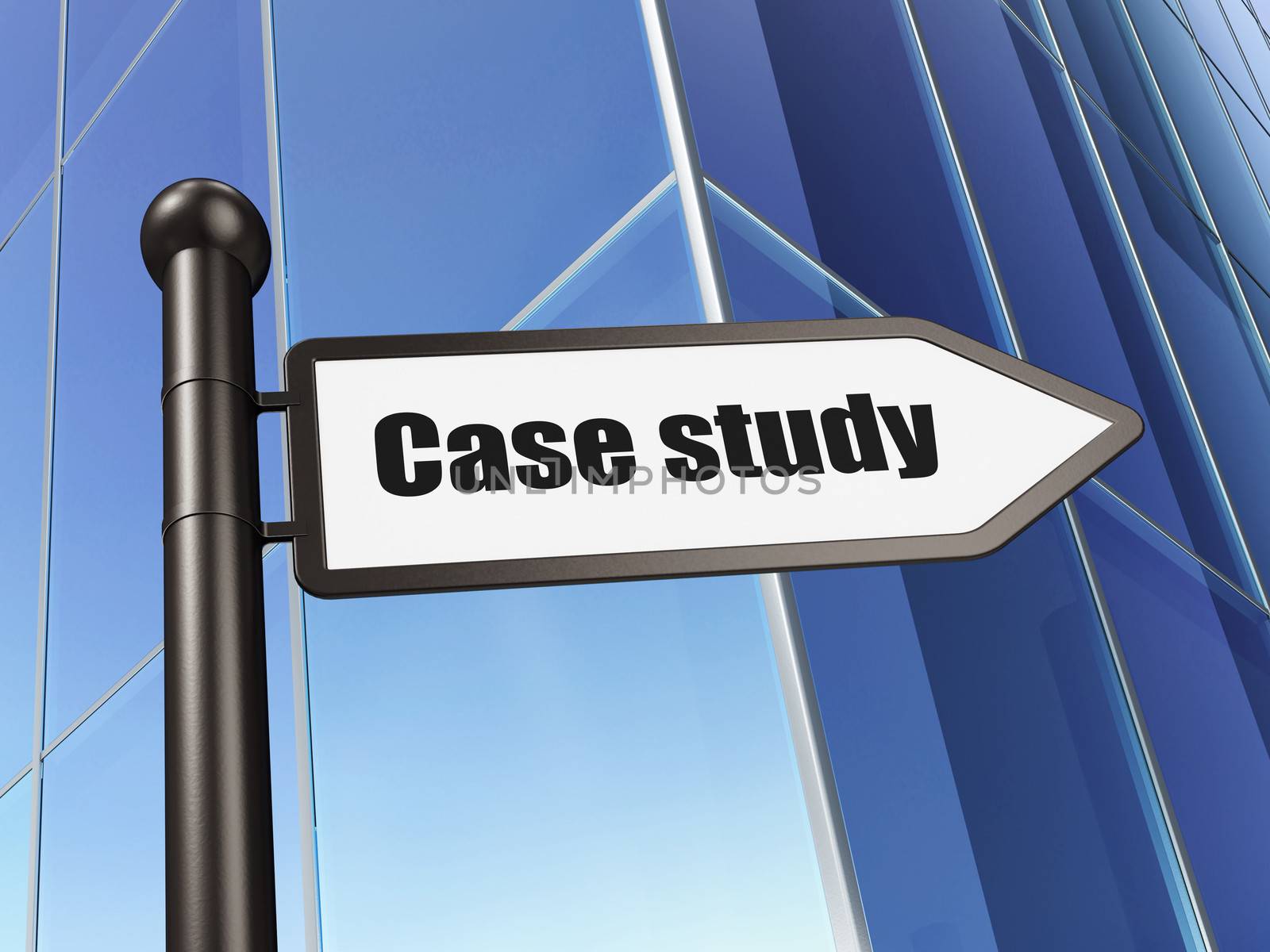 Education concept: sign Case Study on Building background, 3d render