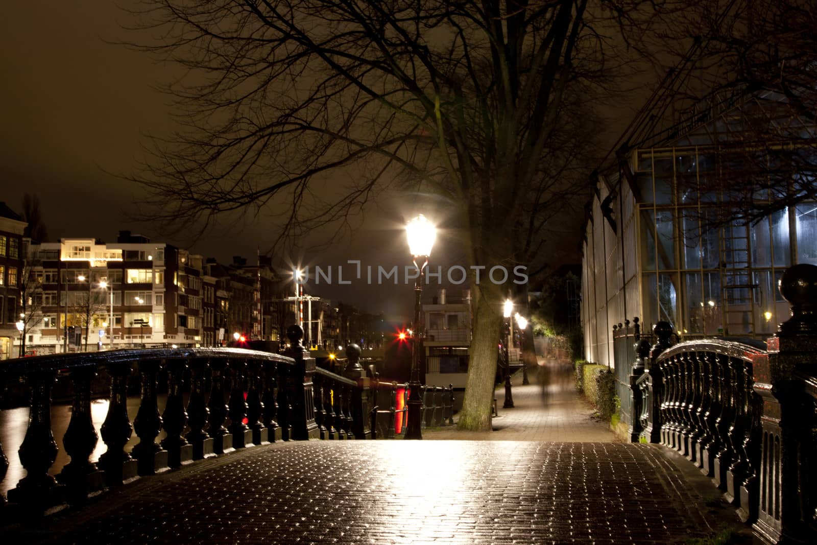 AMSTERDAM, THE NETHERLANDS: Bridge with lights at annual Amsterdam Light Festival on December 30, 2013. Amsterdam Light Festival is a winter light festival  