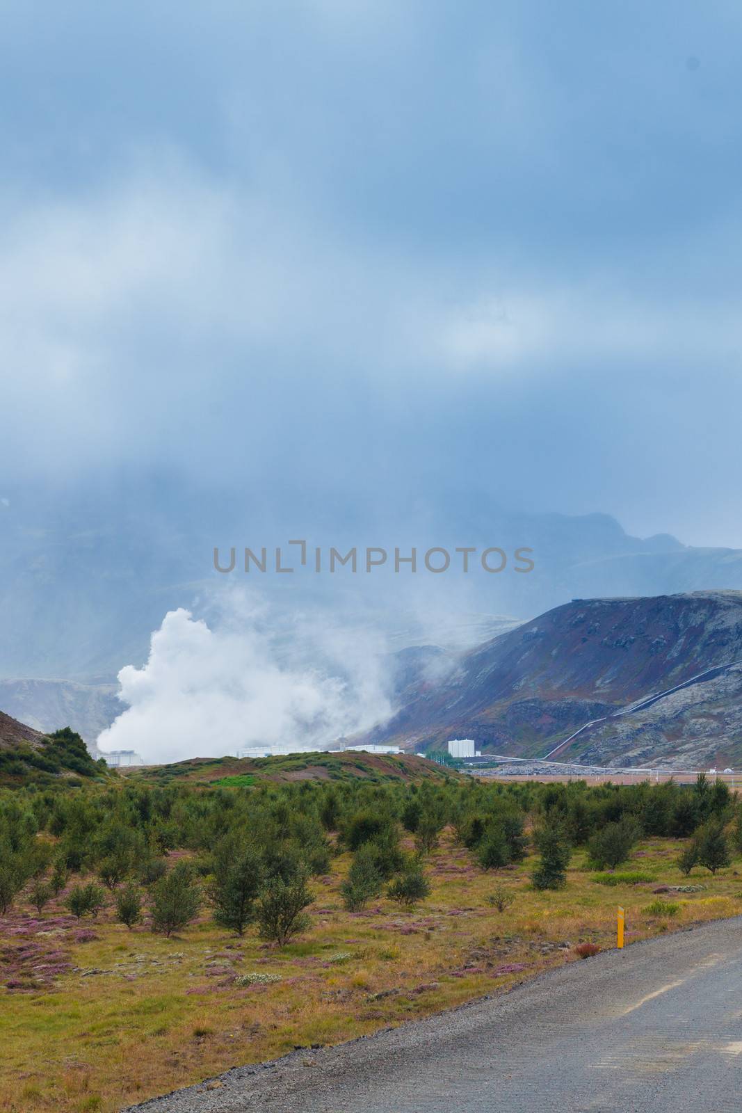 Geothermal power station in volcanic area in Iceland.