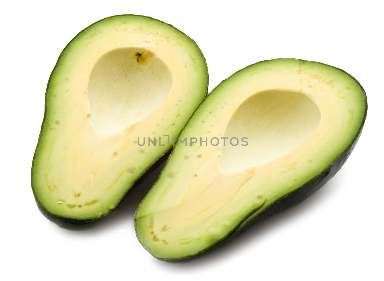 Fresh green avocado isolated on white background