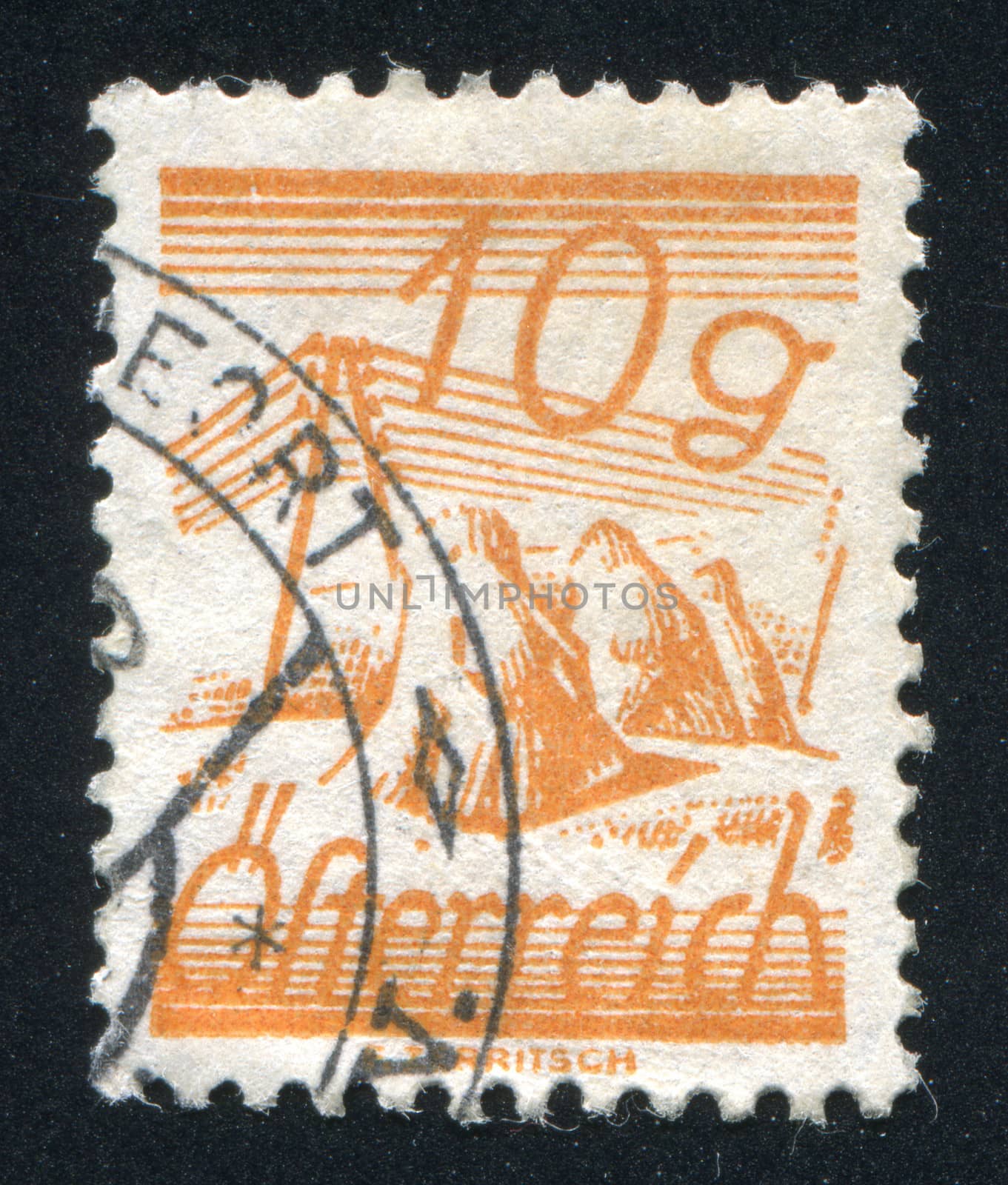 AUSTRIA - CIRCA 1925: stamp printed by Austria, shows Fields Crossed by Telegraph Wires, circa 1925