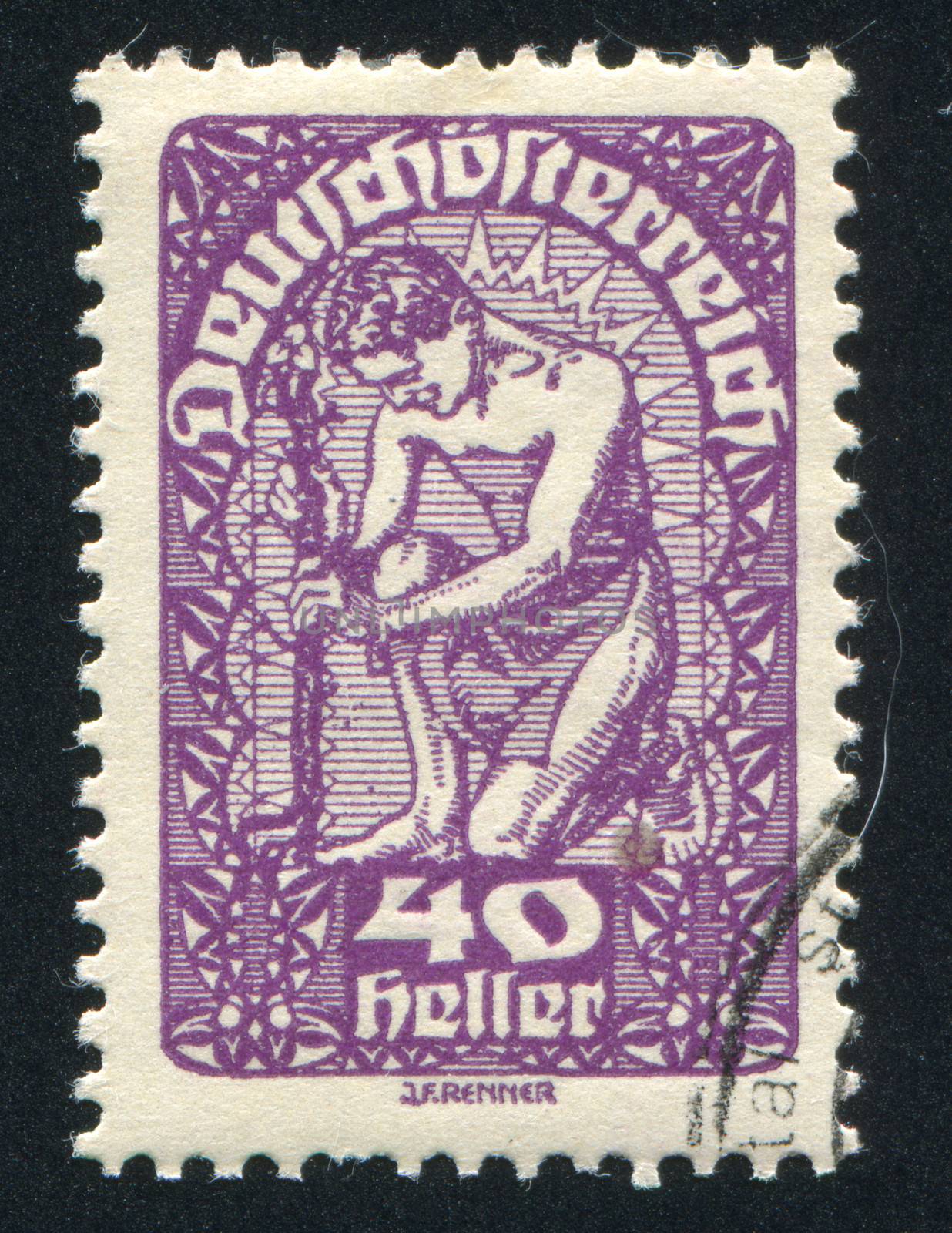AUSTRIA - CIRCA 1919: stamp printed by Austria, shows Man and flower, circa 1919