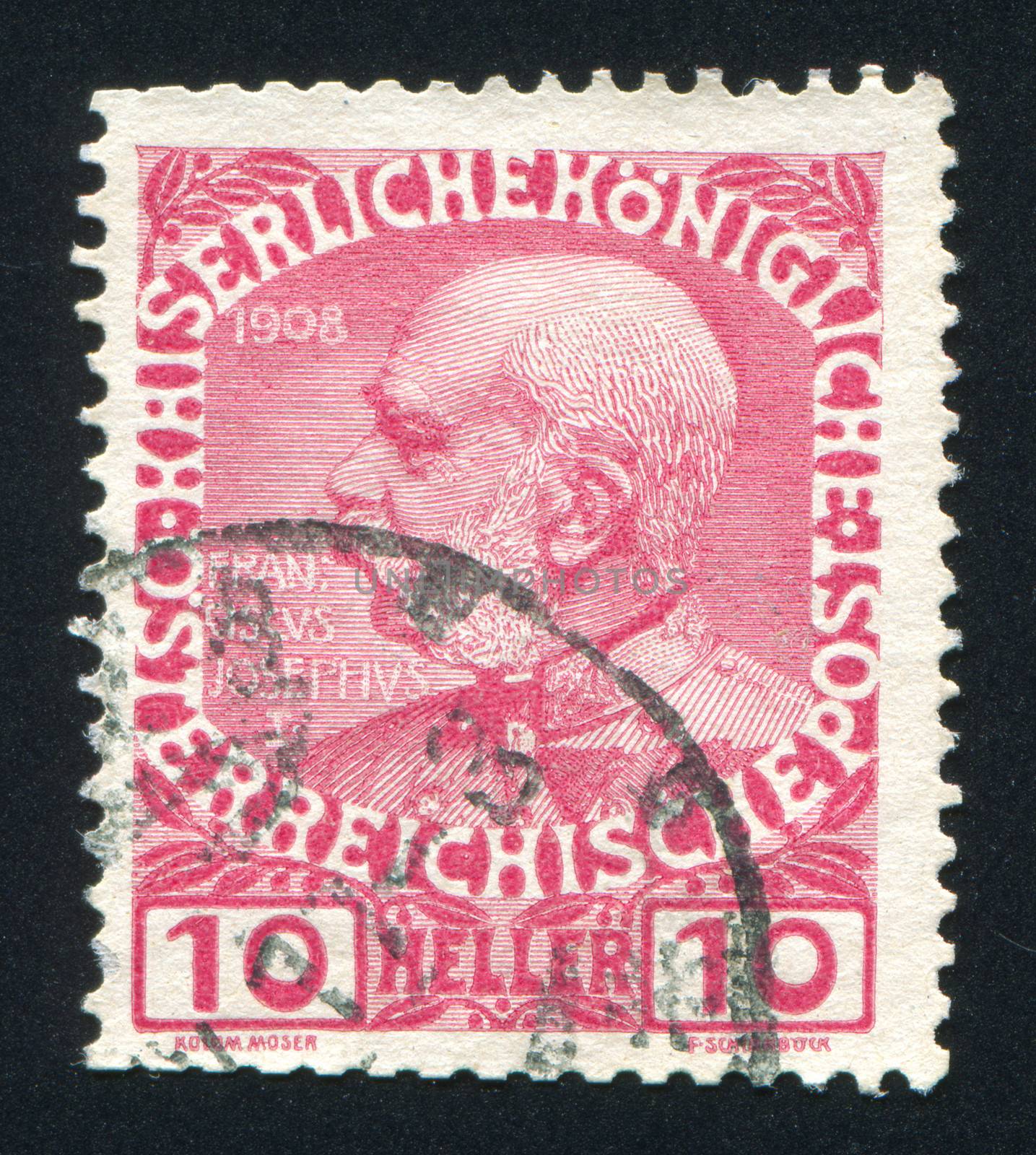 AUSTRIA - CIRCA 1908: stamp printed by Austria, shows Franz Josef, circa 1908