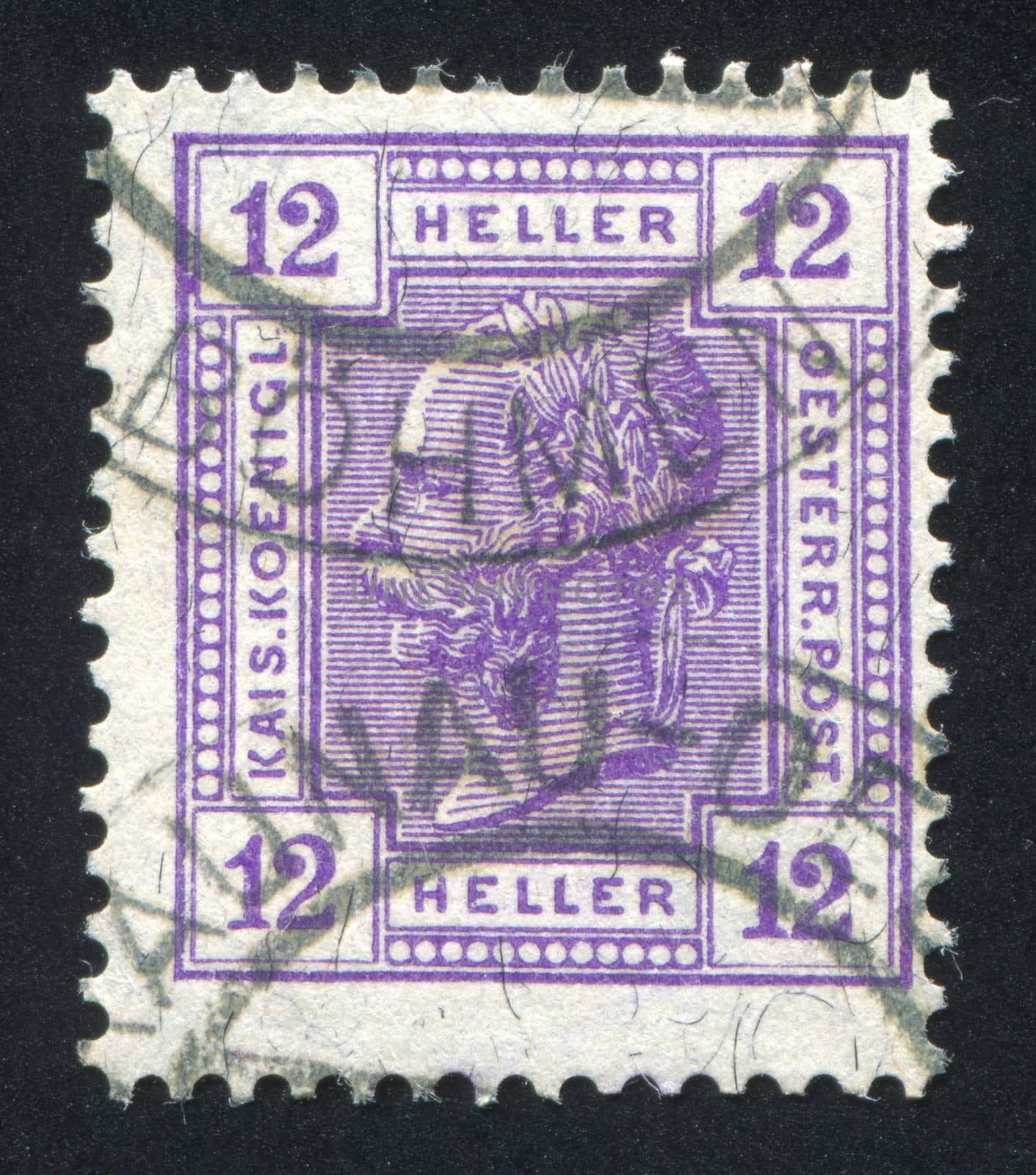 AUSTRIA - CIRCA 1907: stamp printed by Austria, shows Emperor Franz Joseph, circa 1907
