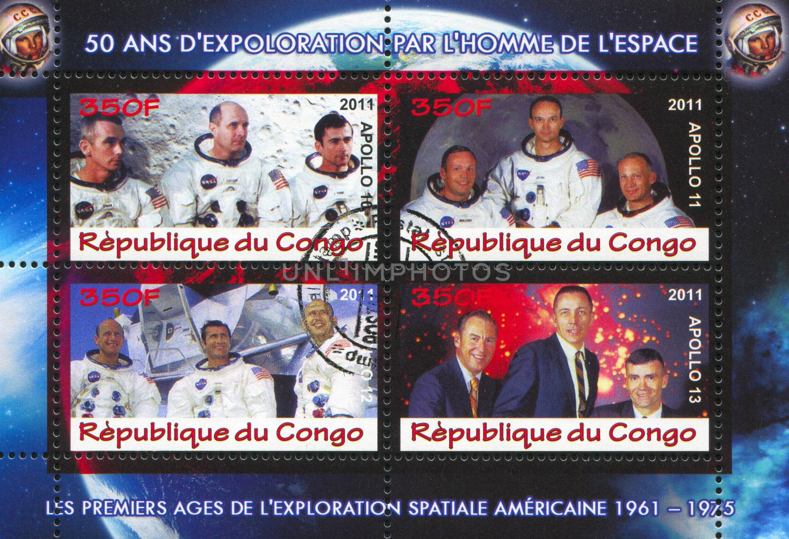 CONGO - CIRCA 2011: stamp printed by Congo, shows astronaut, circa 2011