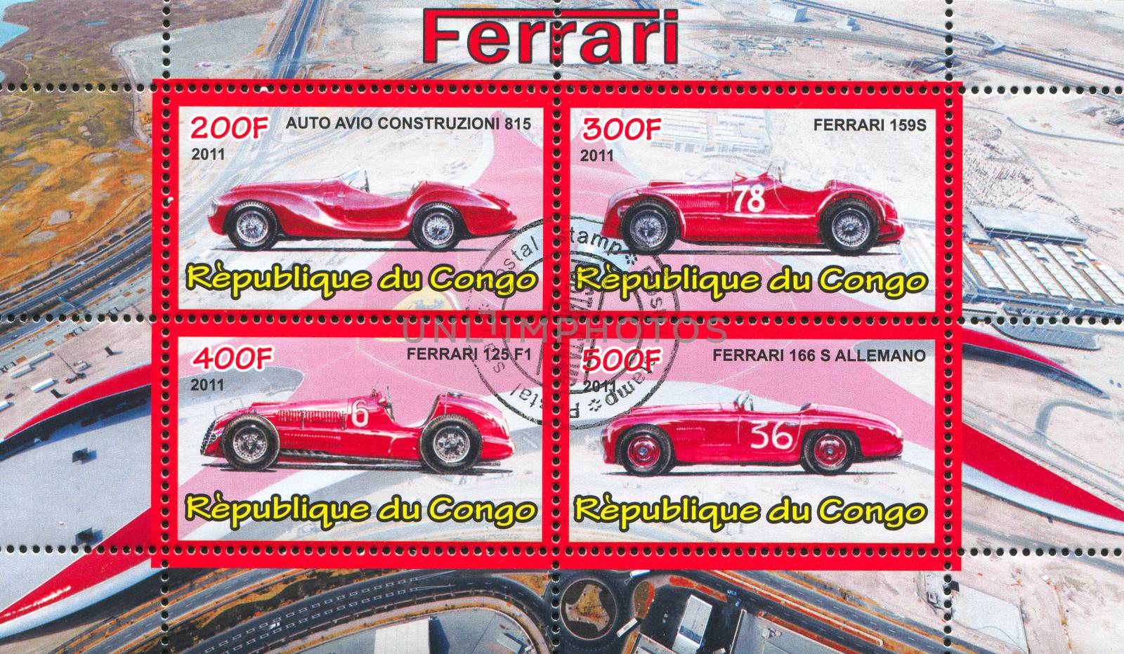 CONGO - CIRCA 2011: stamp printed by Congo, shows Ferrari, circa 2011