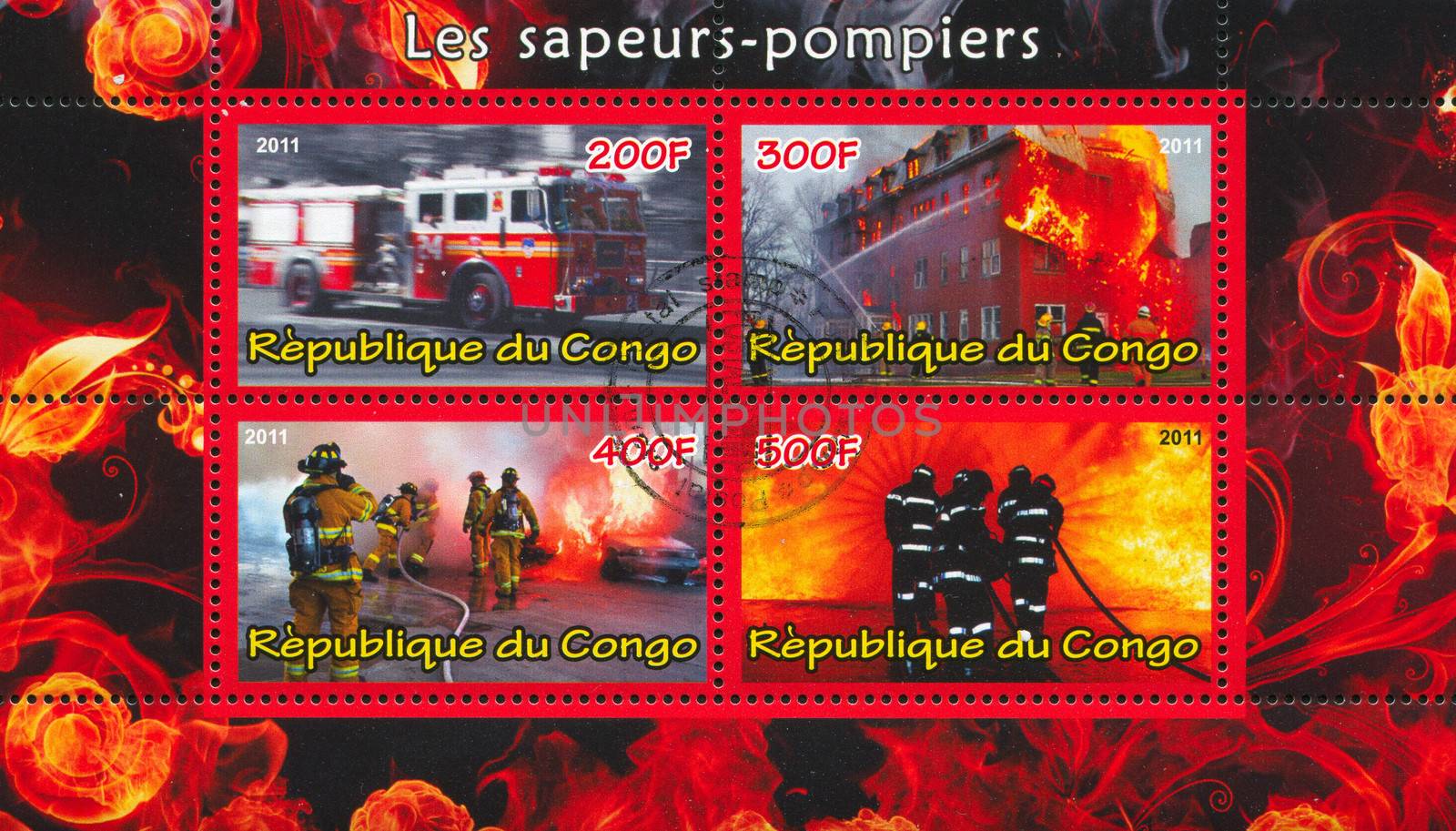 CONGO - CIRCA 2012: stamp printed by Congo, shows Firemans, circa 2012