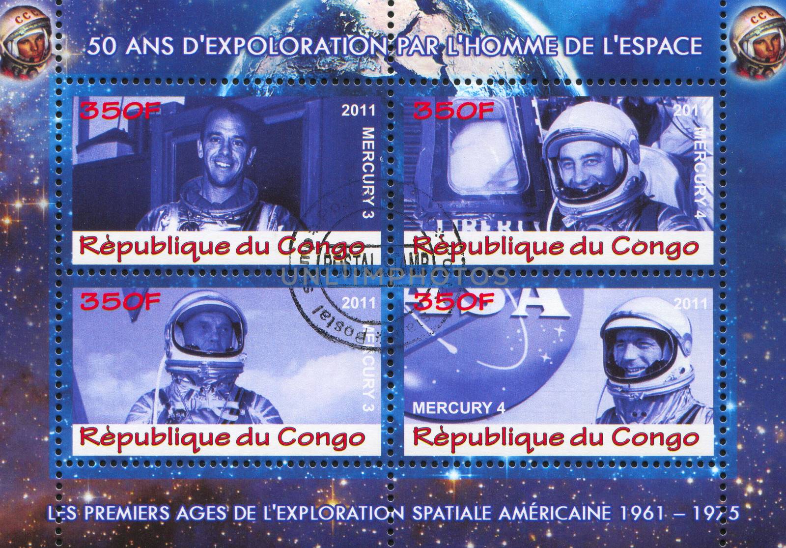 CONGO - CIRCA 2011: stamp printed by Congo, shows astronaut, circa 2011