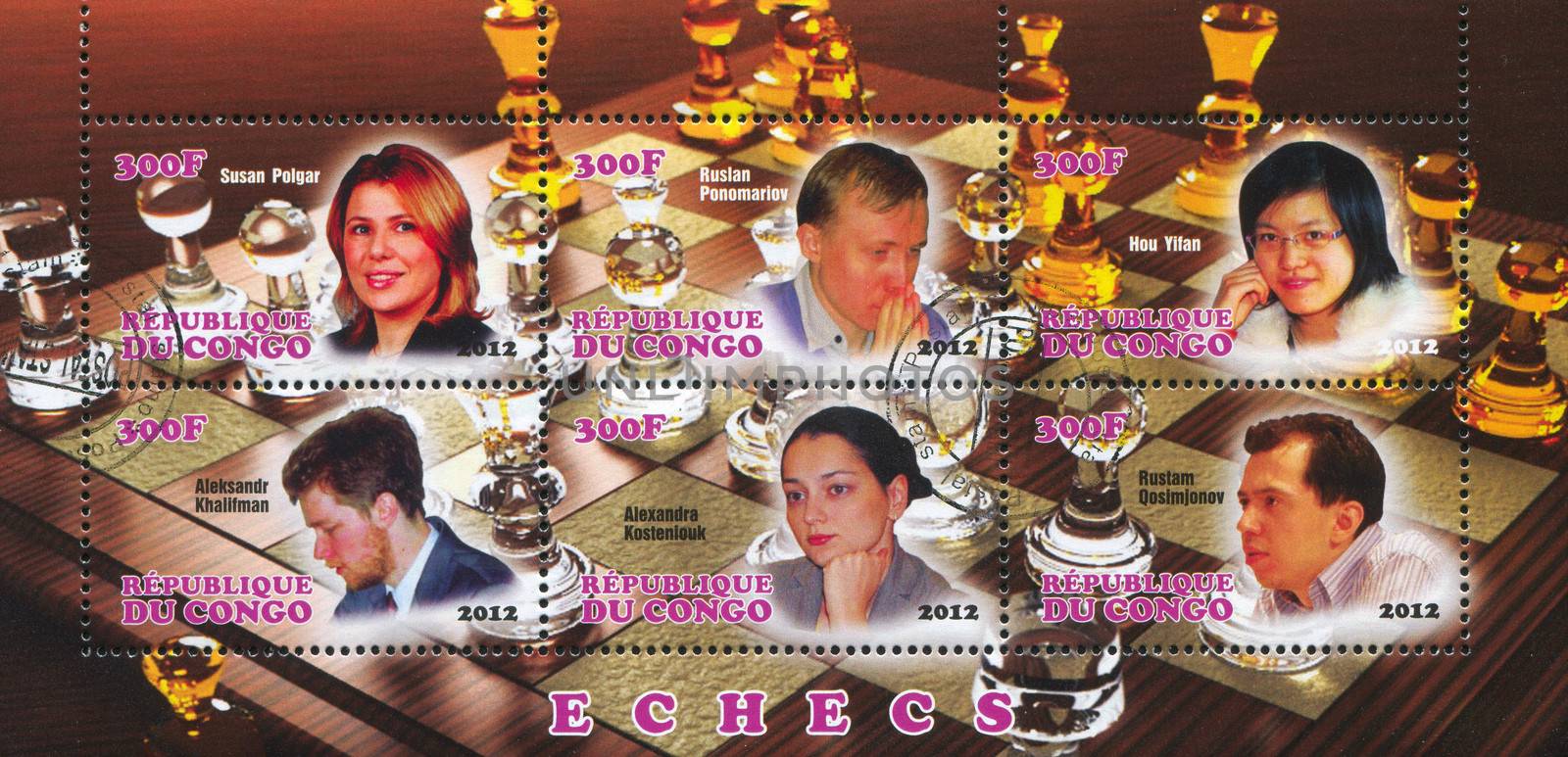 CONGO - CIRCA 2012: stamp printed by Congo, shows chessman, circa 2012