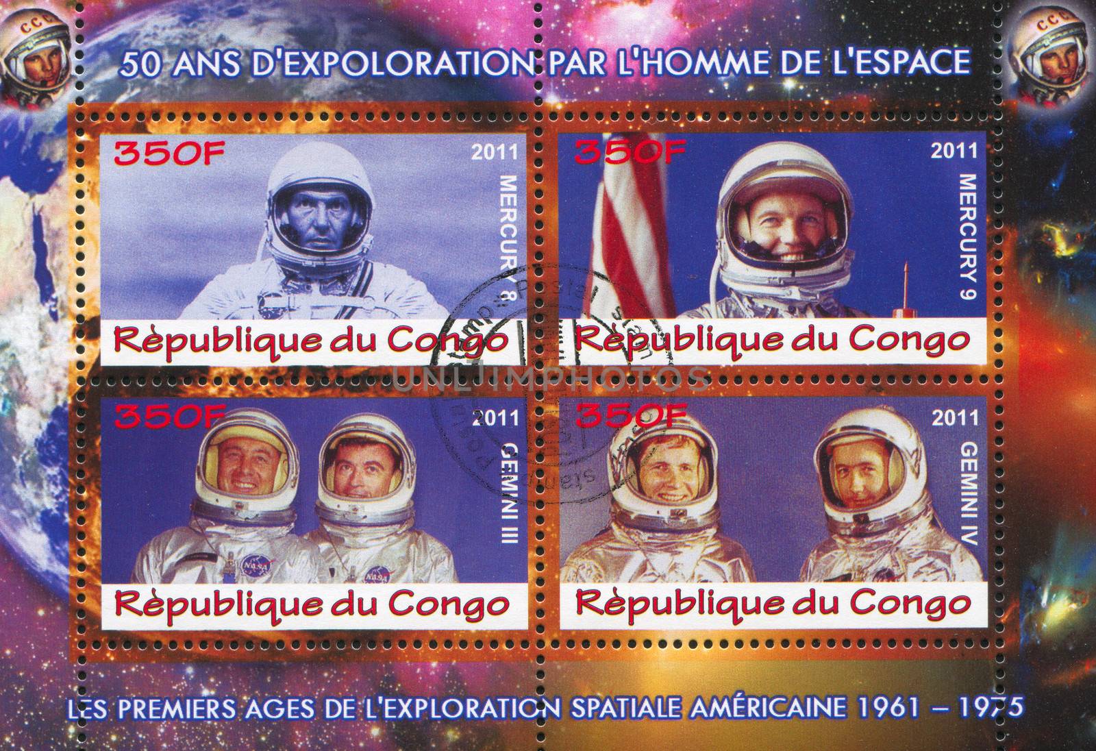 CONGO - CIRCA 2011: stamp printed by Congo, shows astronaut, circa 2011