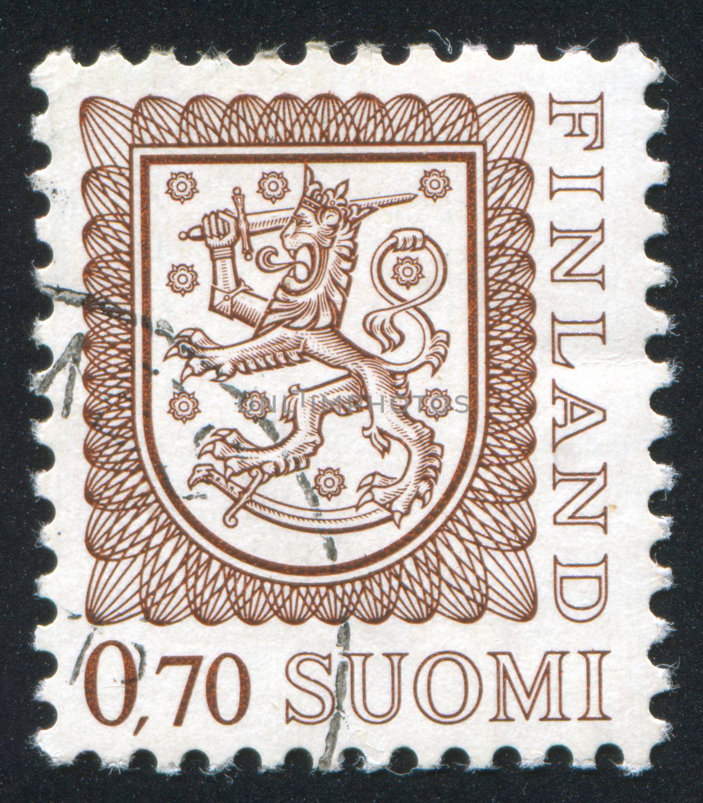 FINLAND - CIRCA 1974: stamp printed by Finland, shows Coat of arms of Finland, circa 1974