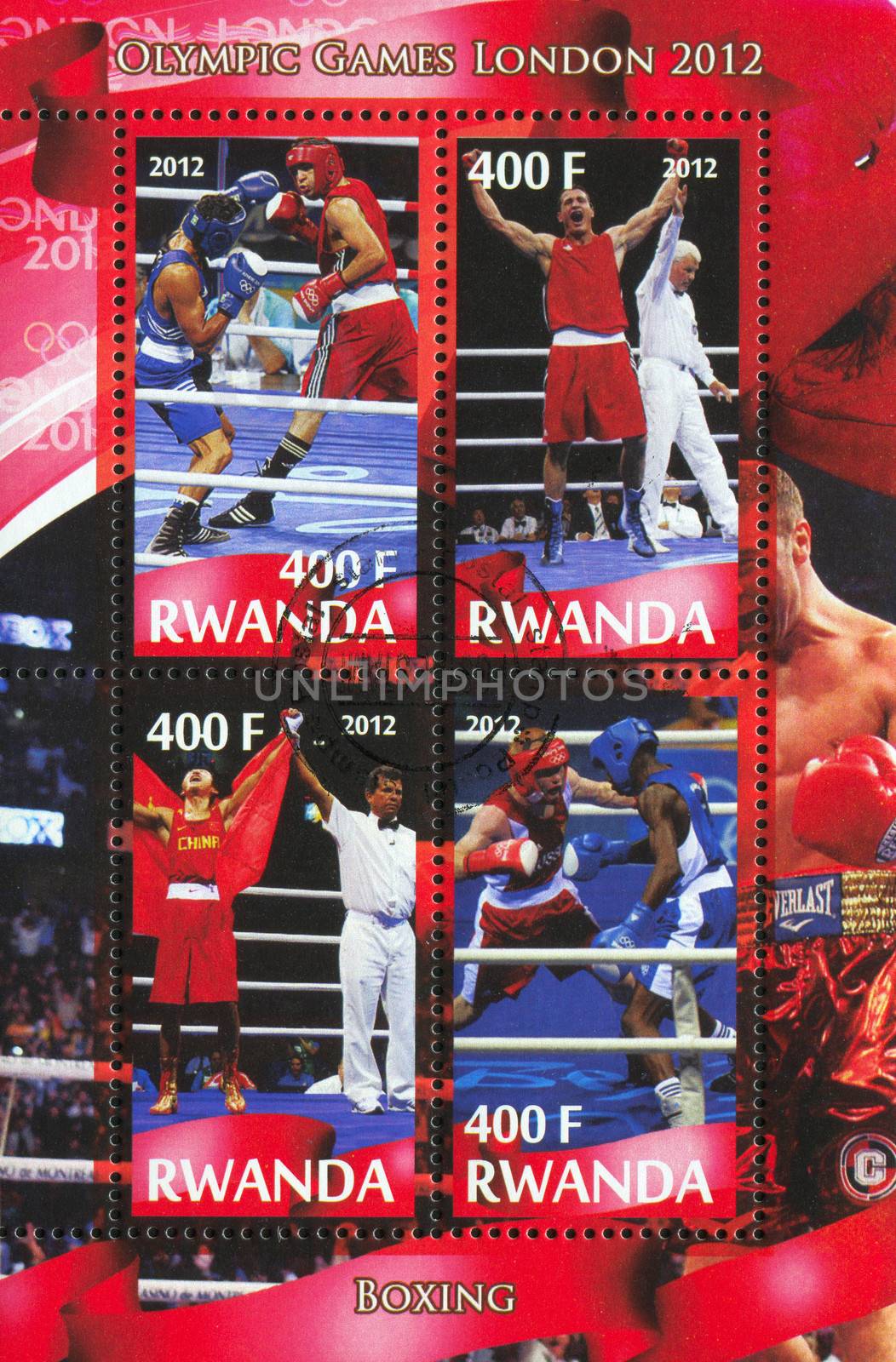 RWANDA - CIRCA 2012: stamp printed by Rwanda, shows boxing, circa 2012