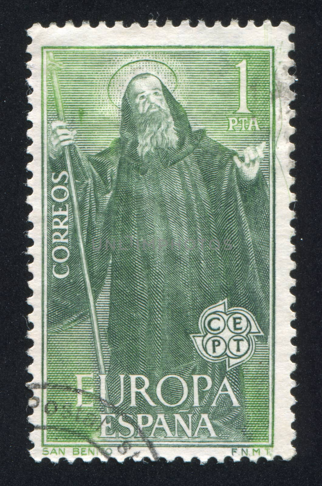 SPAIN - CIRCA 1965: stamp printed by Spain, shows St. Benedict, circa 1965