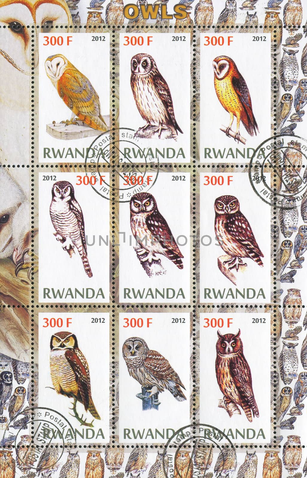 RWANDA - CIRCA 2012: stamp printed by Rwanda, shows Owl, circa 2012