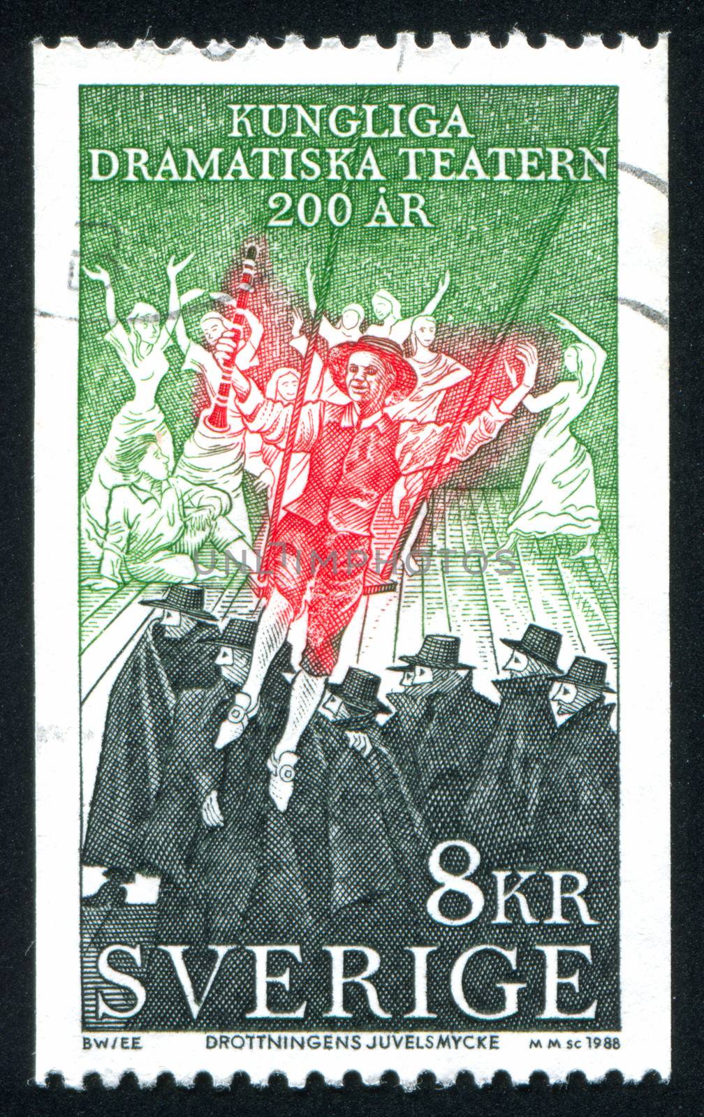 SWEDEN - CIRCA 1988: stamp printed by Sweden, shows Scene from The Queen Diamond Ornament, circa 1988