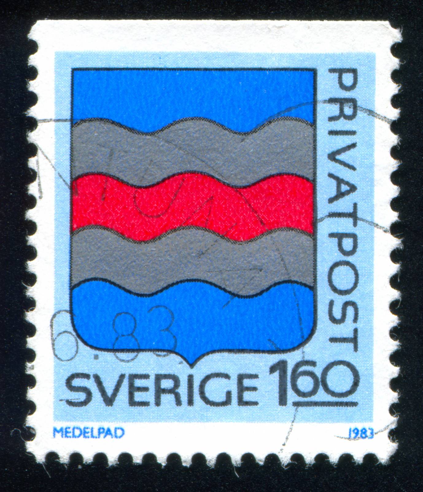 SWEDEN - CIRCA 1983: stamp printed by Sweden, shows Medelpad Arms, circa 1983