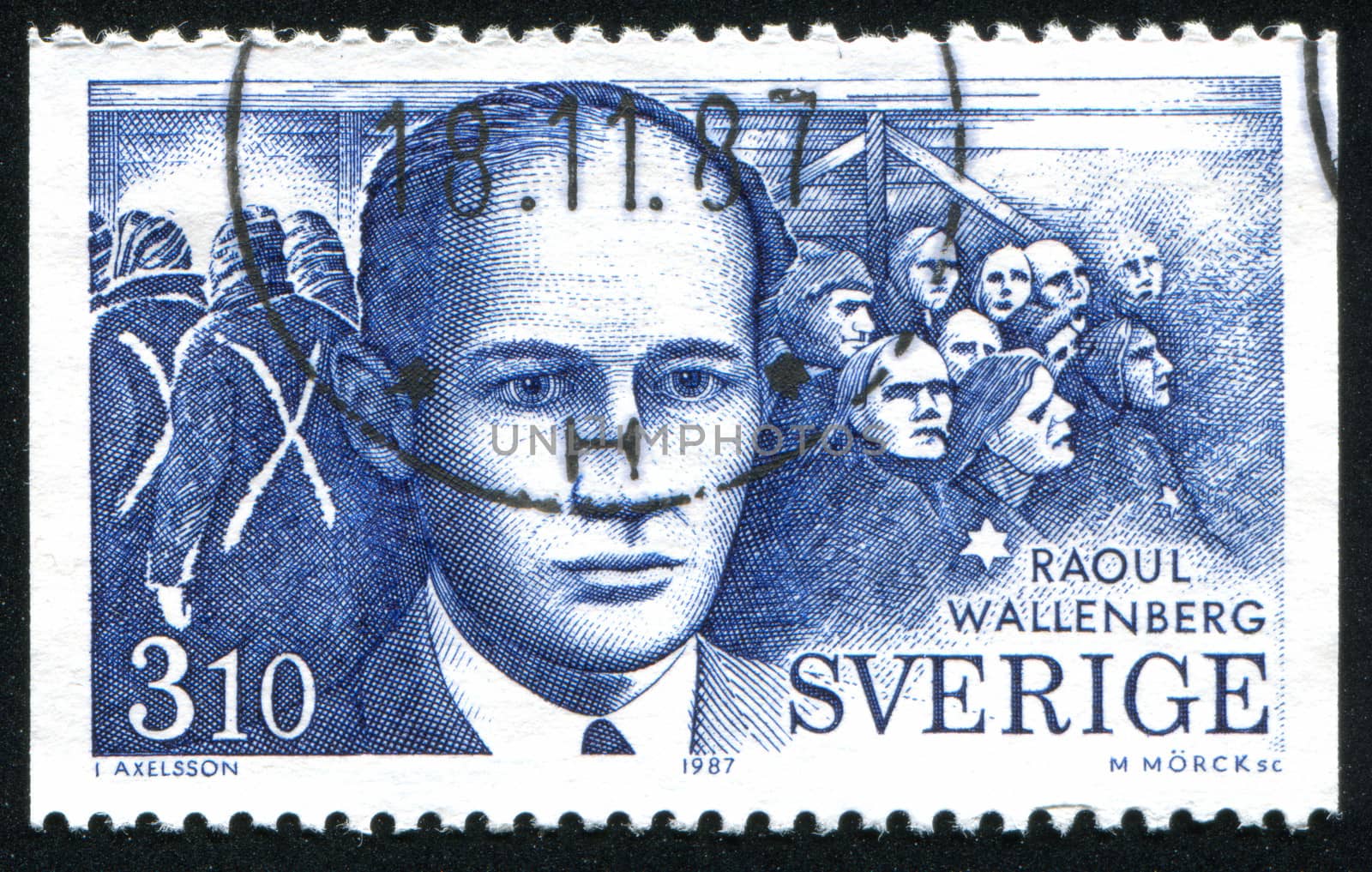 SWEDEN - CIRCA 1987: stamp printed by Sweden, shows Raoul Wallenberg, circa 1987