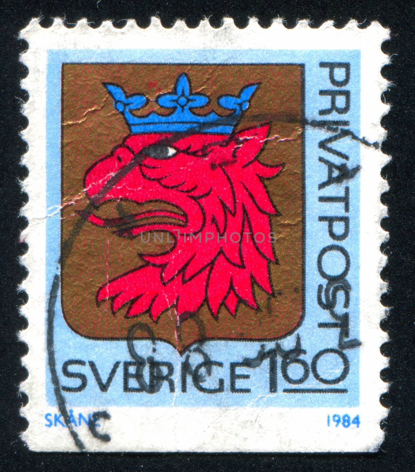 SWEDEN - CIRCA 1984: stamp printed by Sweden, shows Skane Arms, circa 1984