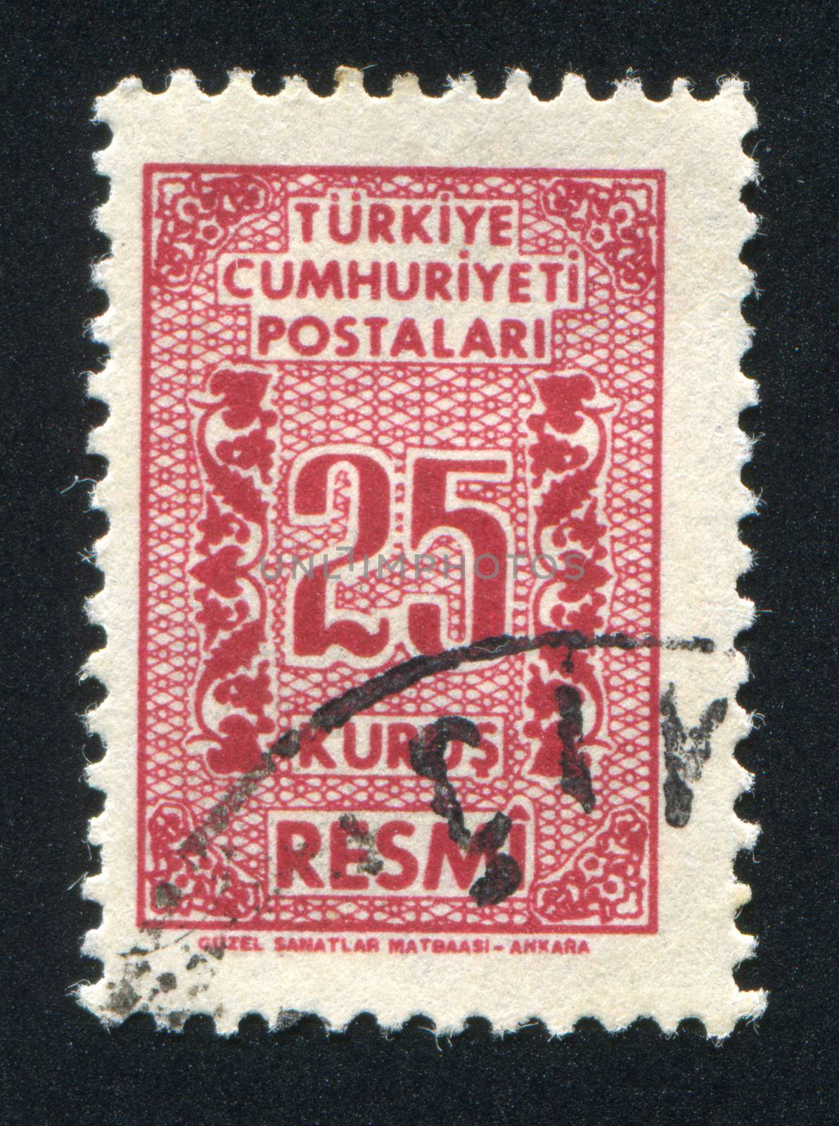 TURKEY - CIRCA 1957: stamp printed by Turkey, shows turkish pattern, circa 1957.