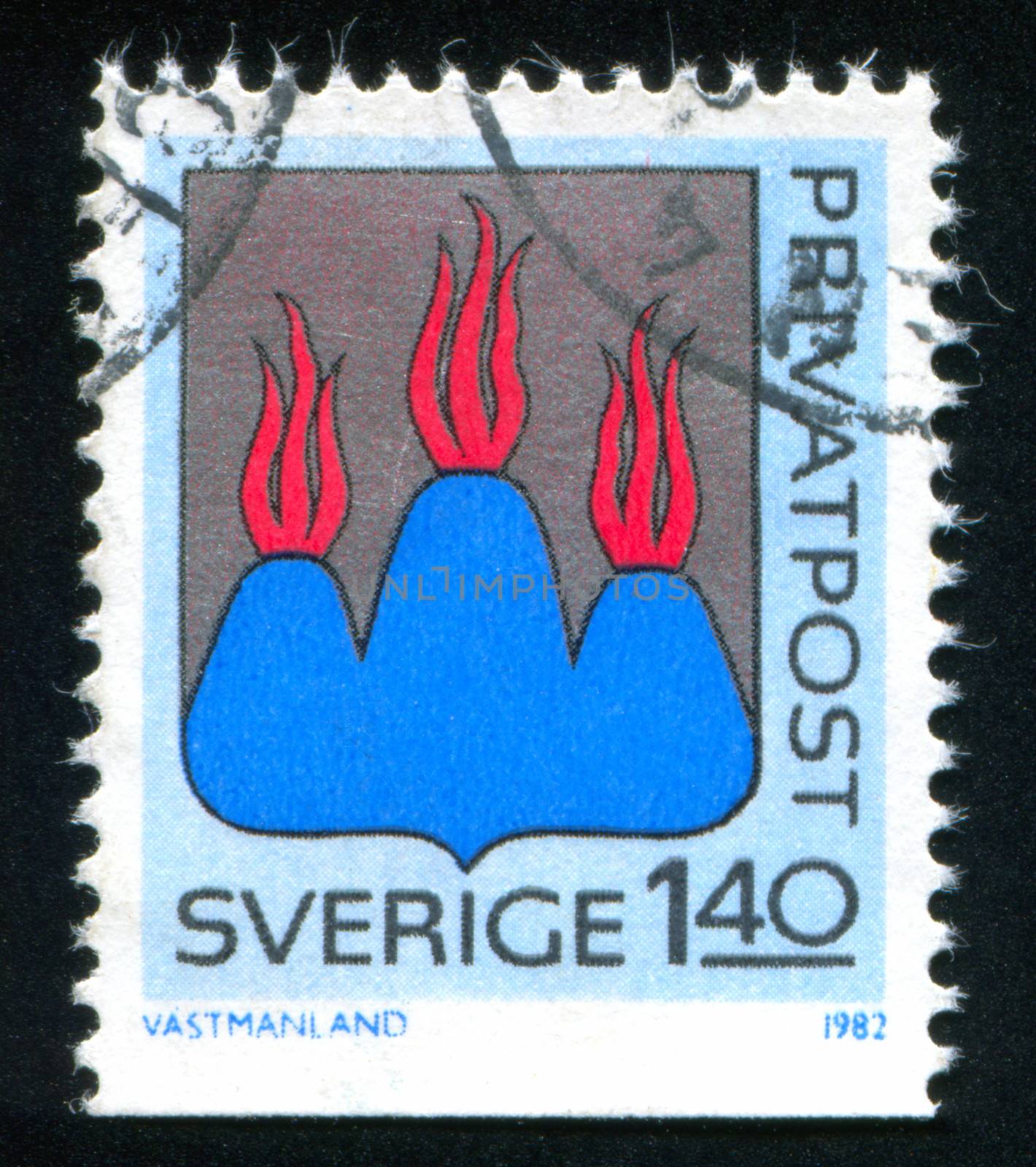 SWEDEN - CIRCA 1982: stamp printed by Sweden, shows Vastmandland Arms, circa 1982