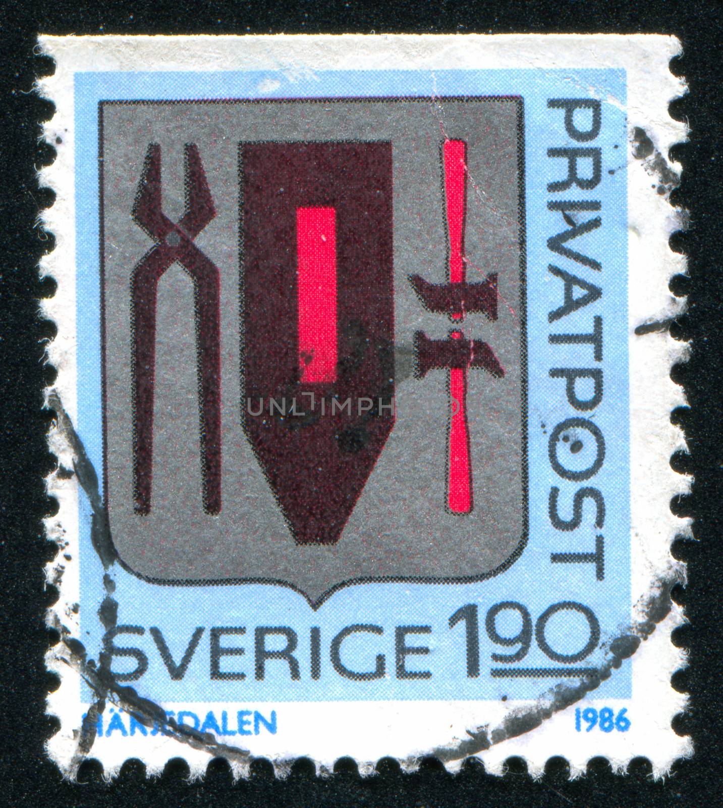 SWEDEN - CIRCA 1986: stamp printed by Sweden, shows Harjedalen Arms, circa 1986