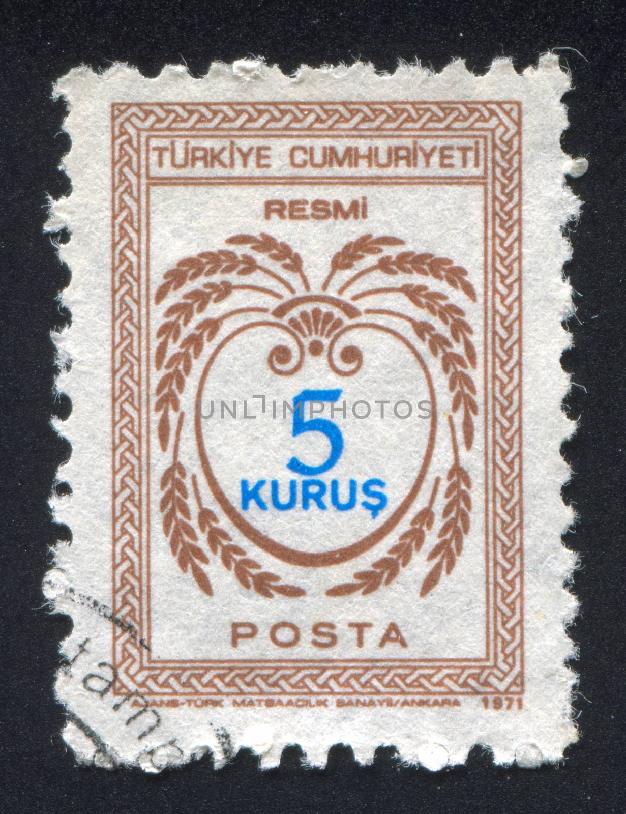 TURKEY - CIRCA 1971: stamp printed by Turkey, shows turkish pattern, circa 1971.