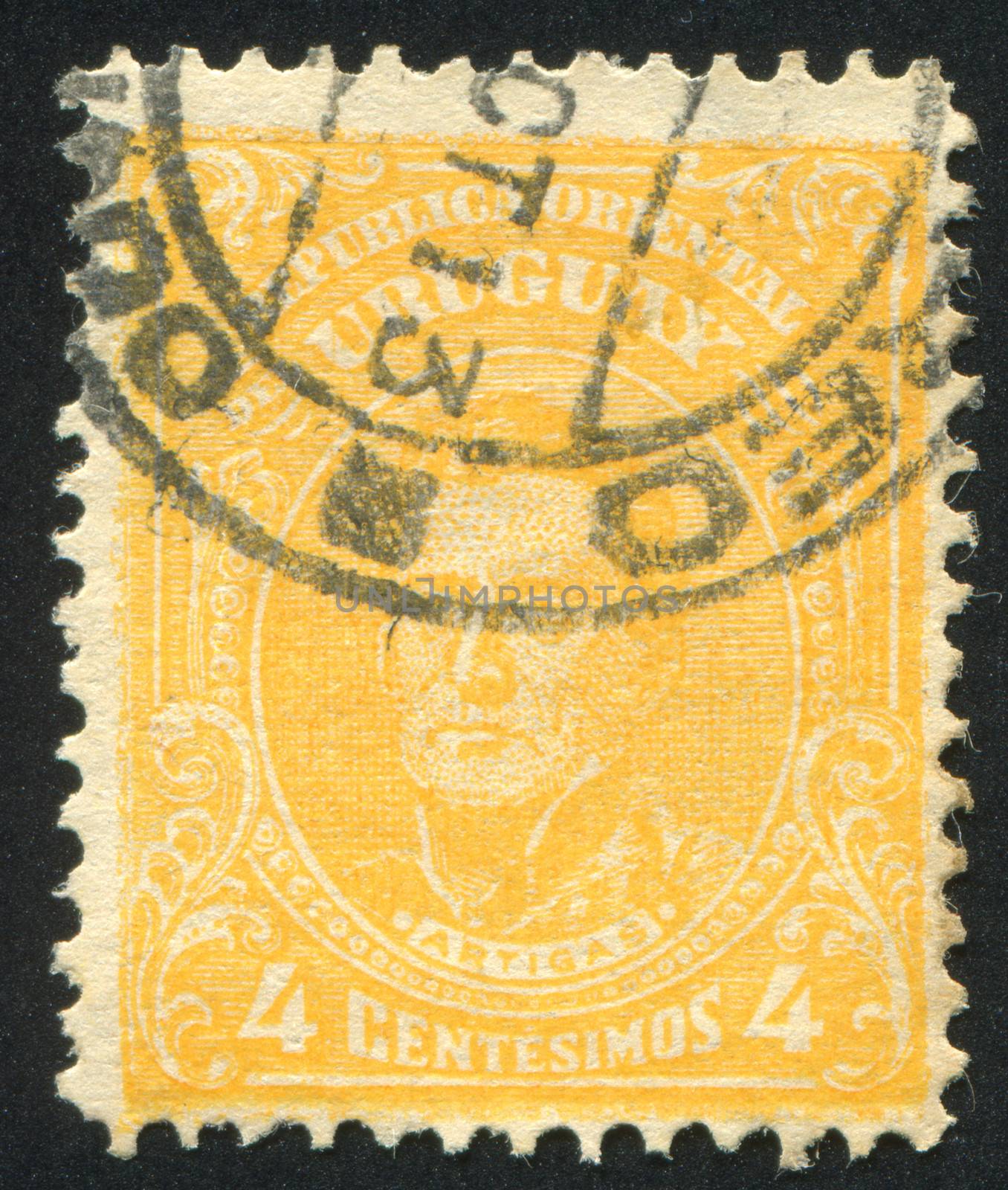 URUGUAY - CIRCA 1910: stamp printed by Uruguay, shows Jose Gervasio Artigas, circa 1910