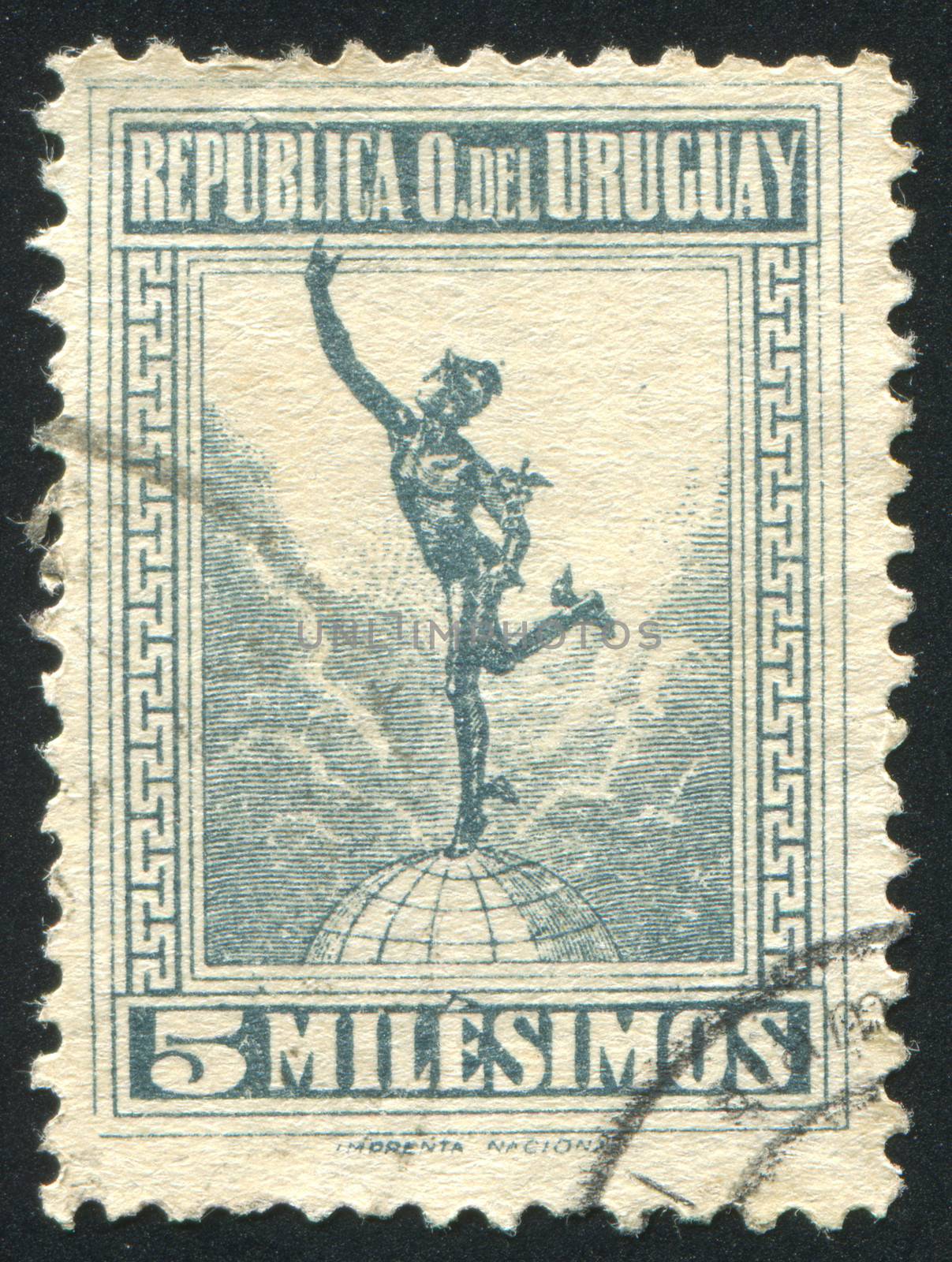 URUGUAY - CIRCA 1922: stamp printed by Uruguay, shows Mercury, circa 1922