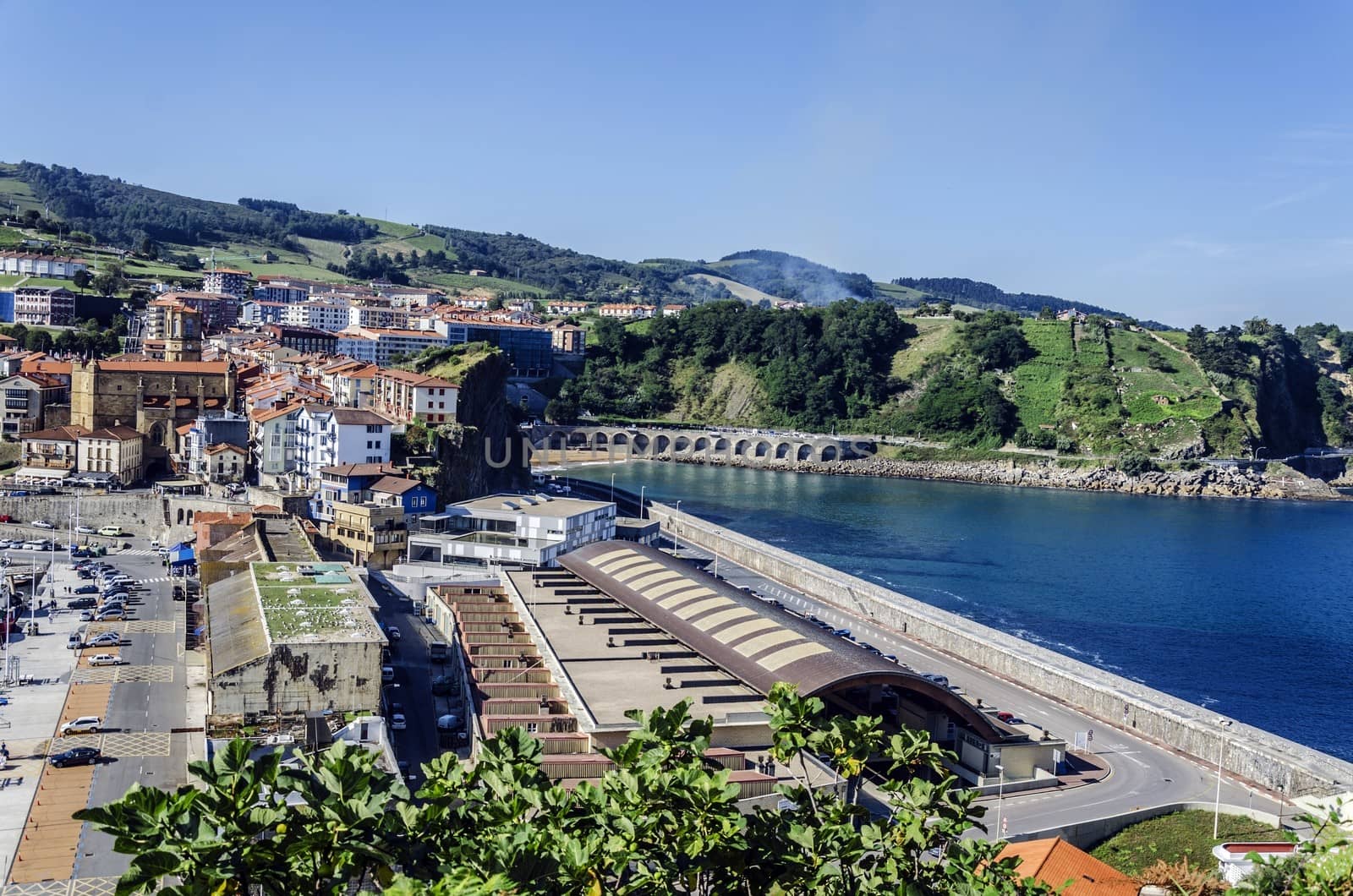 View at the docks of Getaria city in Spain.